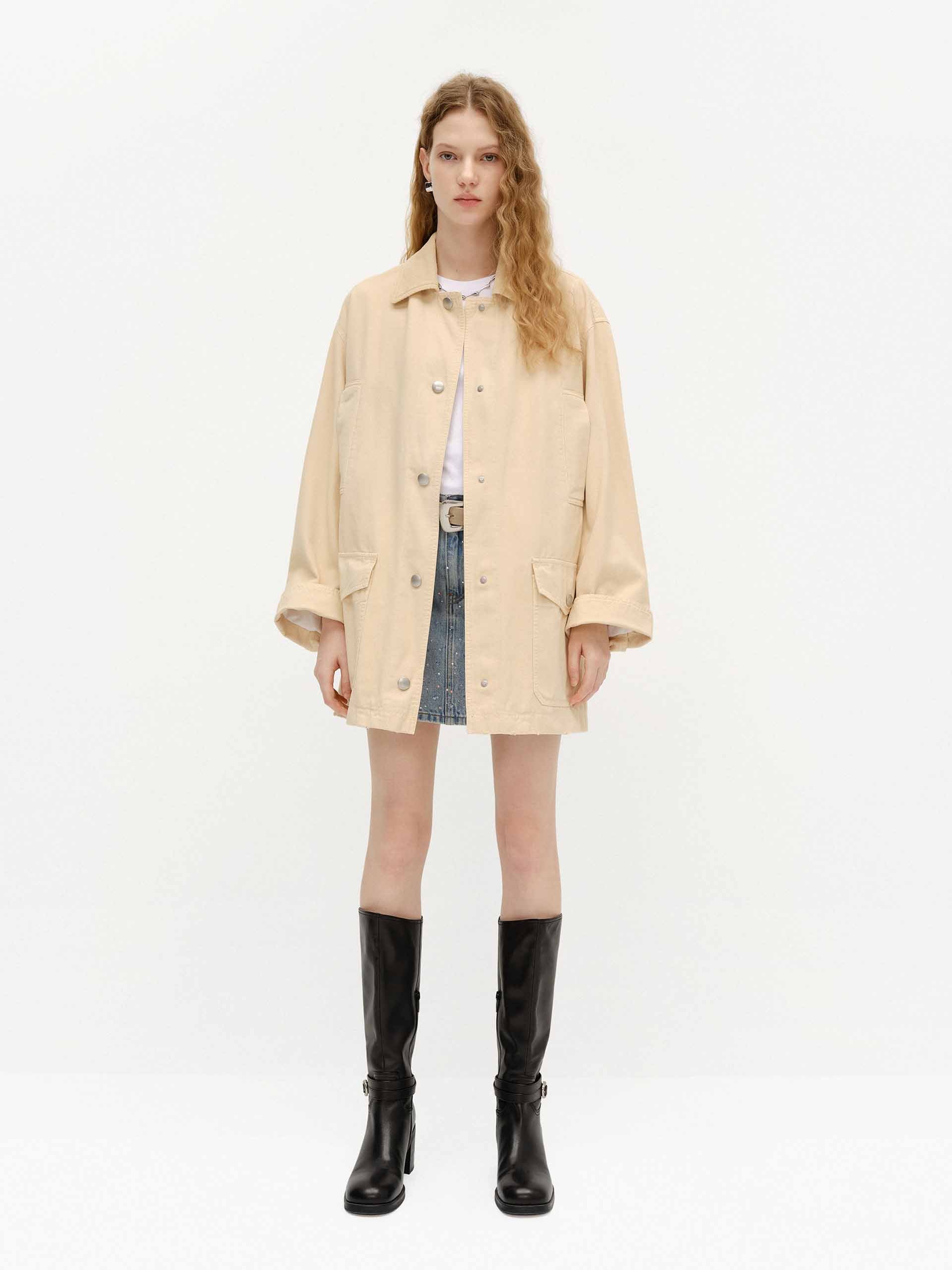 Snap Button Cotton Jacket - Image 2