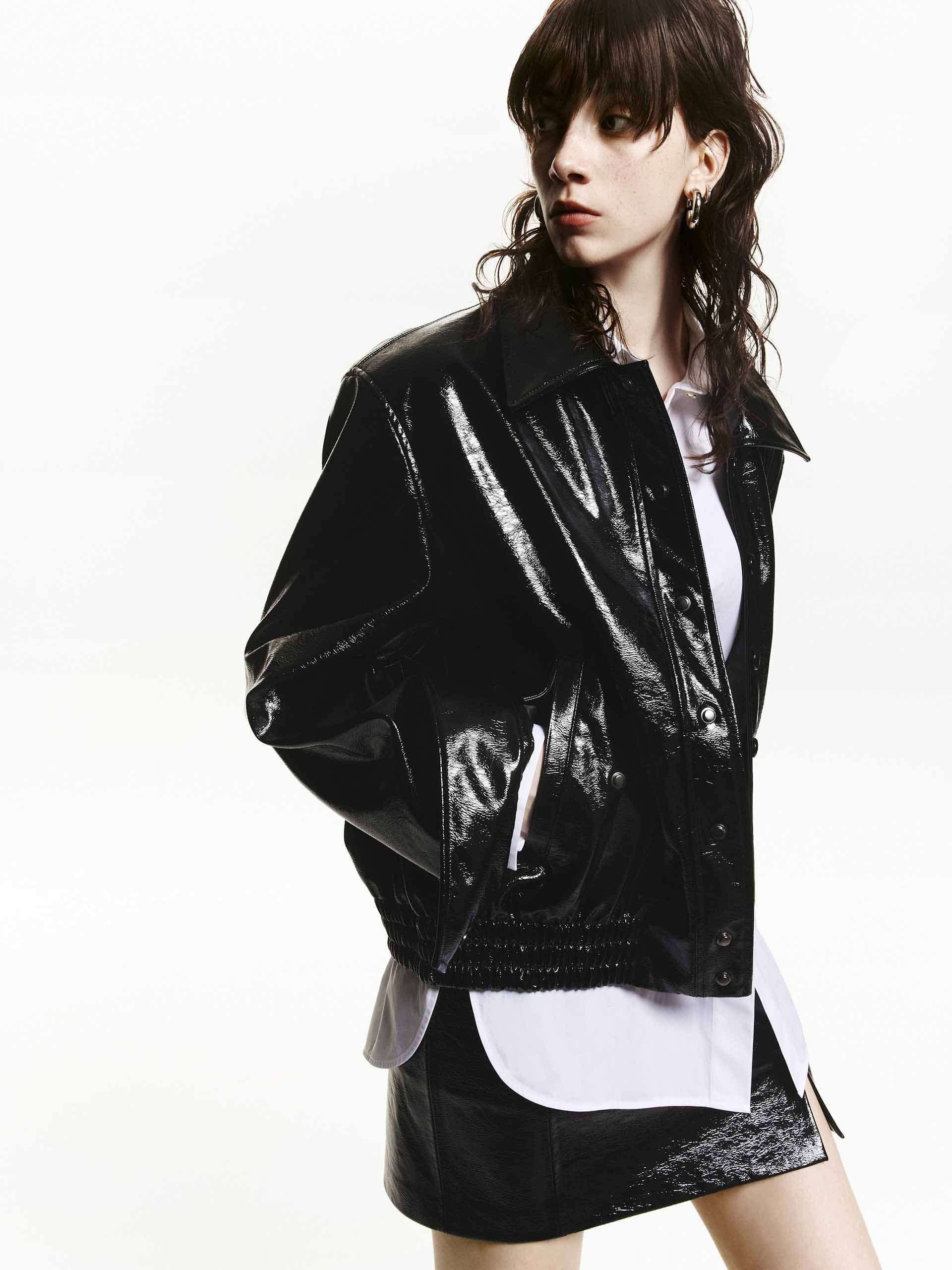 Snap Button Leather Jacket - Image 8