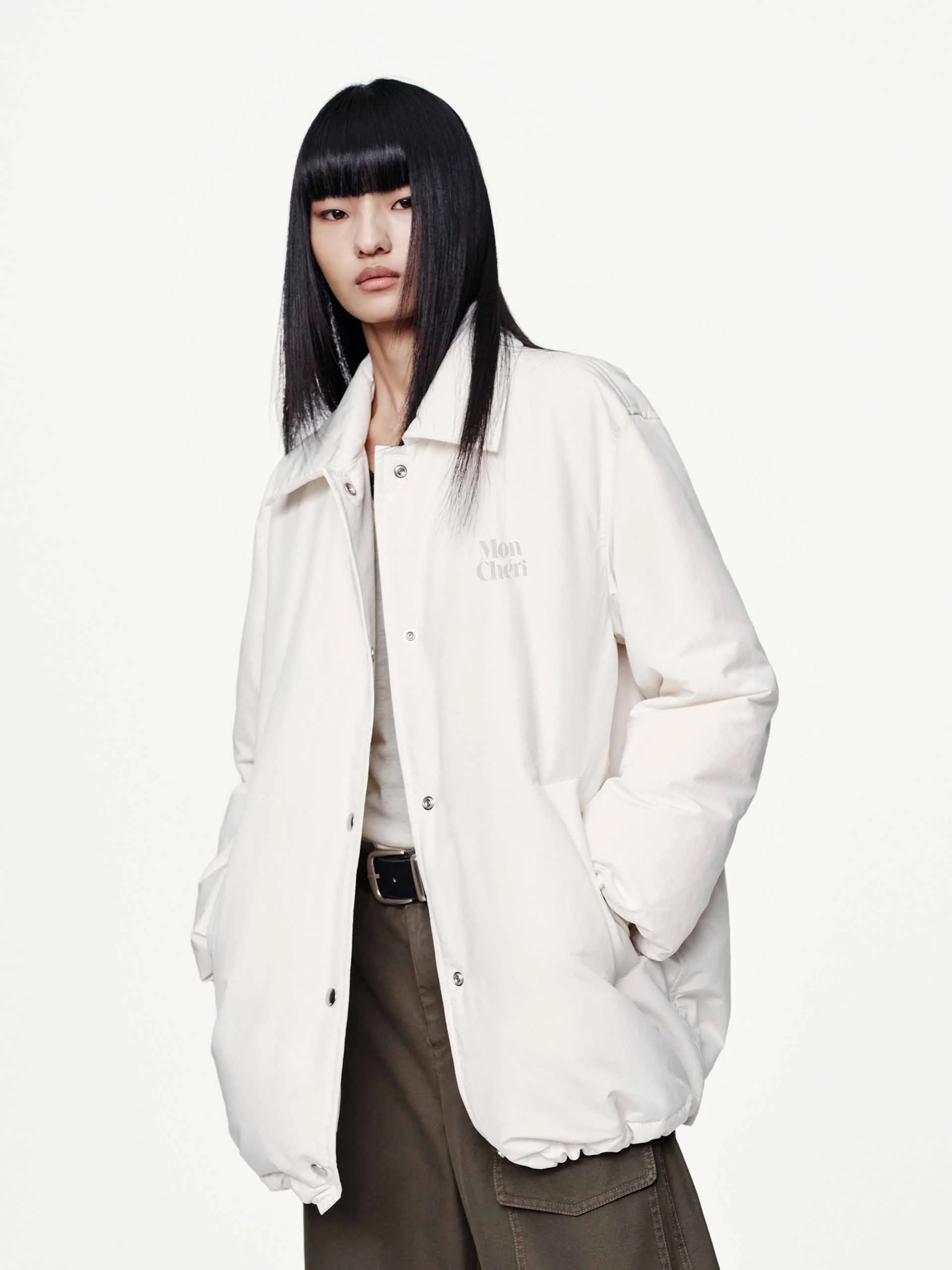 Snap Button Quilted Down Jacket