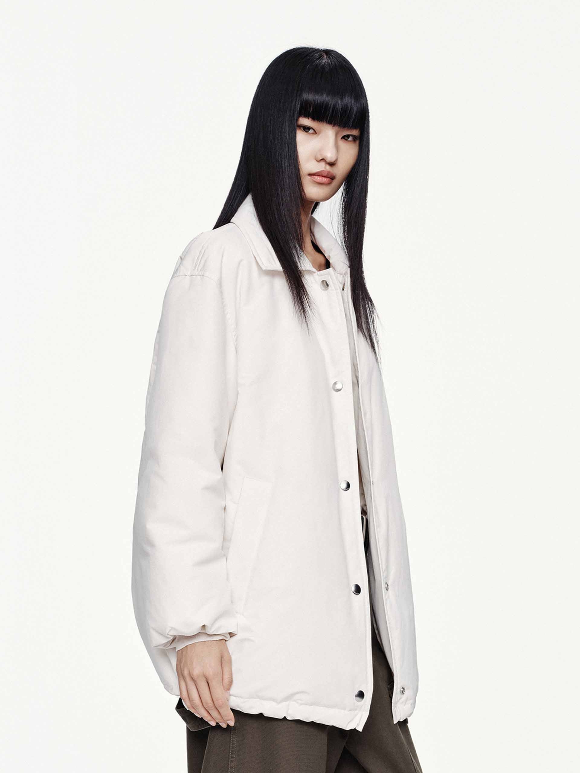 Snap Button Quilted Down Jacket - Image 10