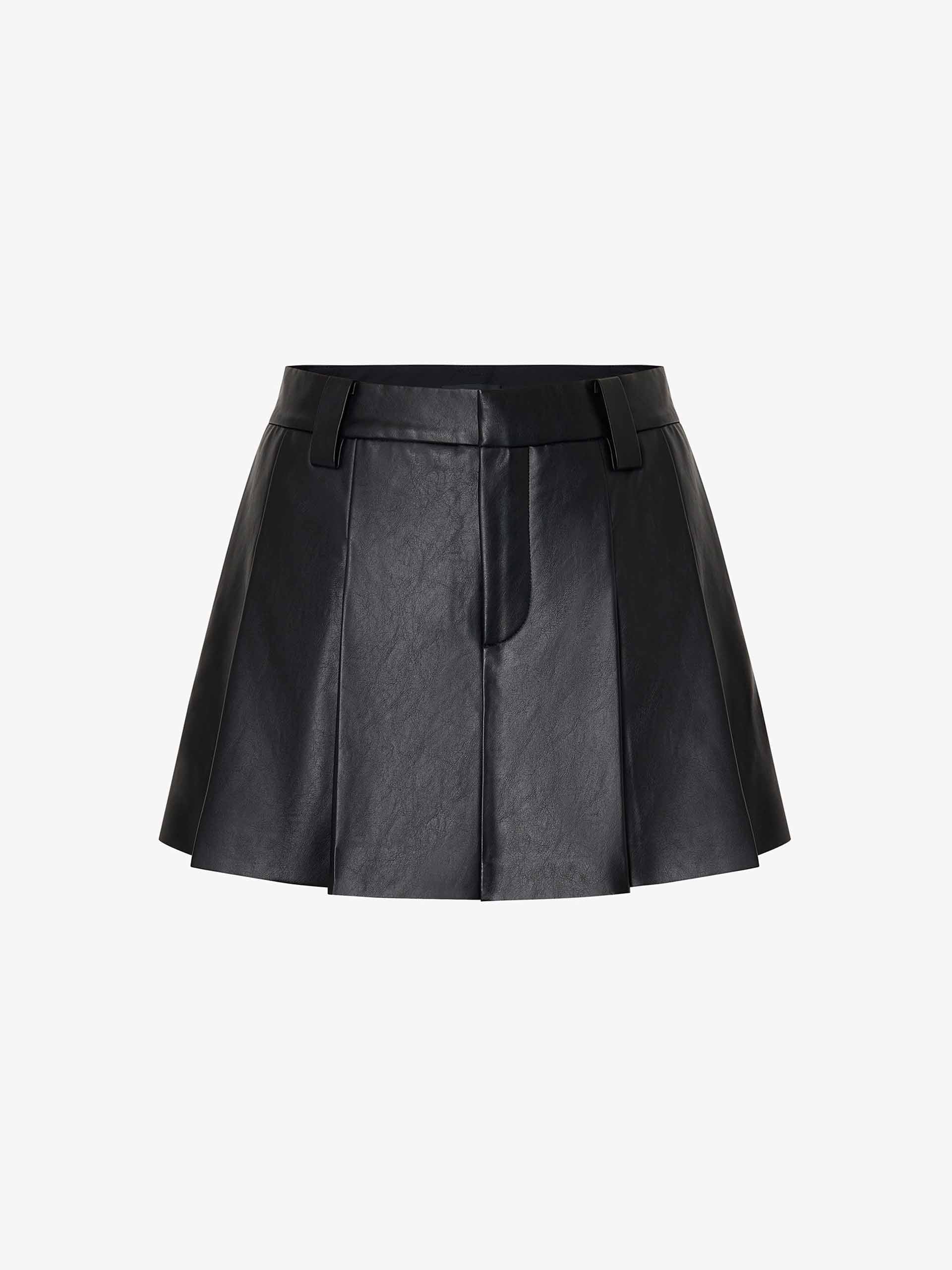 Soft Leather Pleated Skort - Image 5