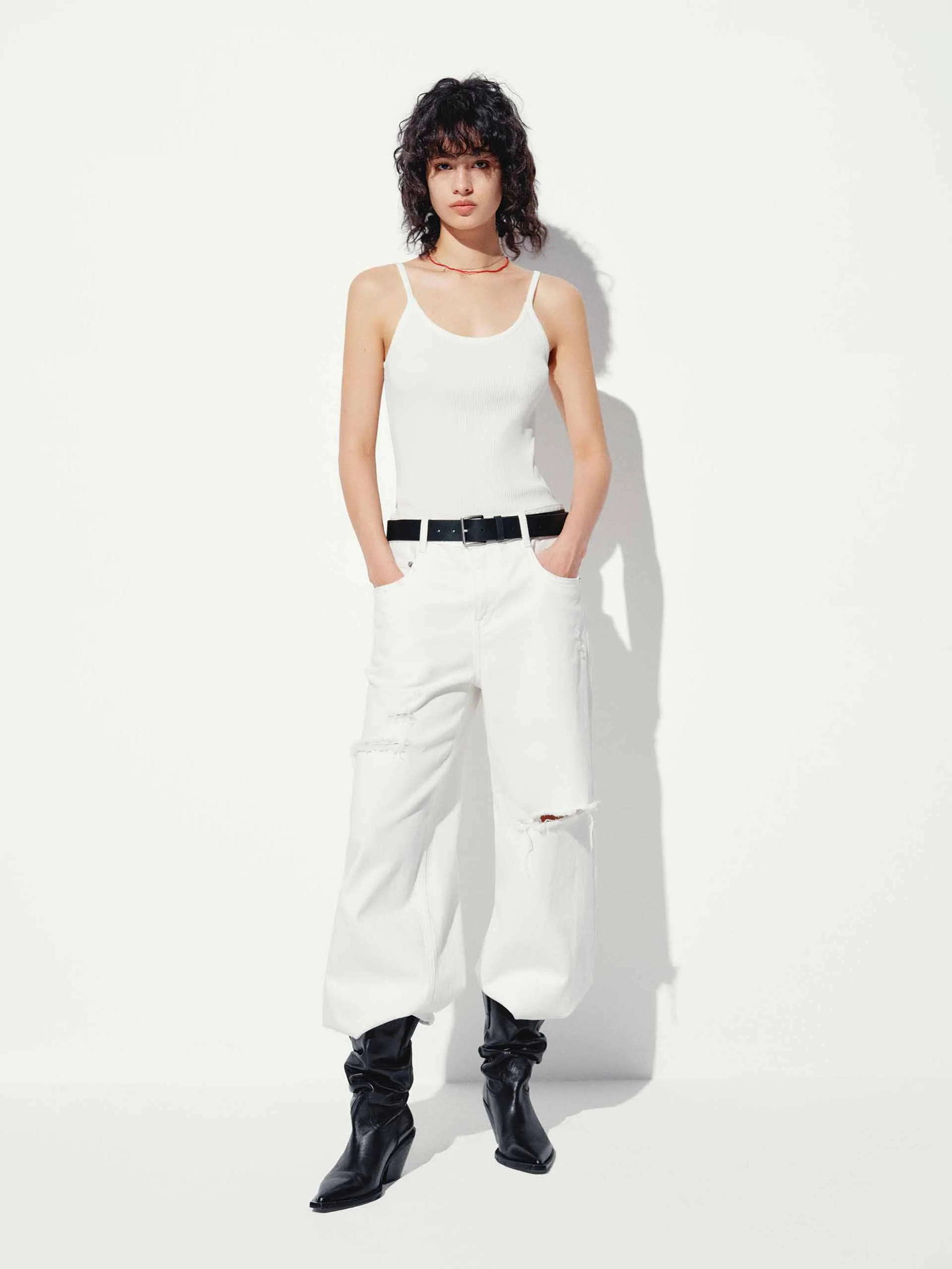 Spaghetti Straps Knitted Tank Top - Image 2