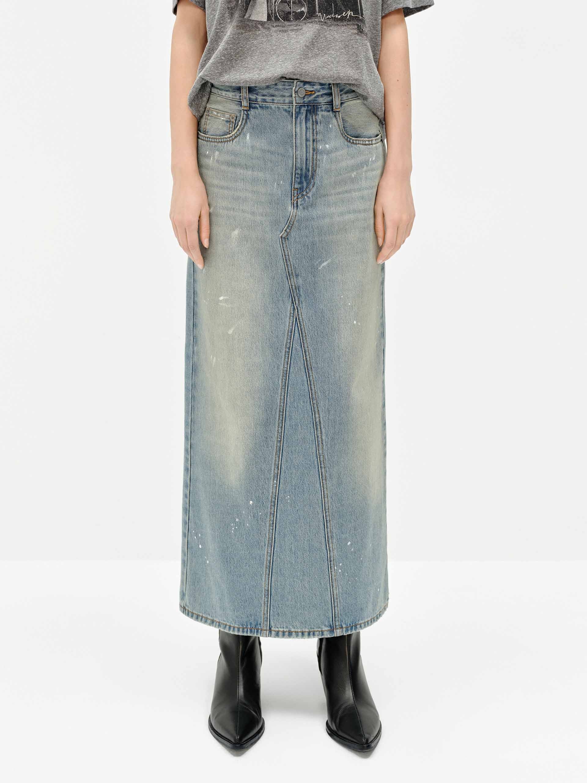 Splash Details Denim Skirt