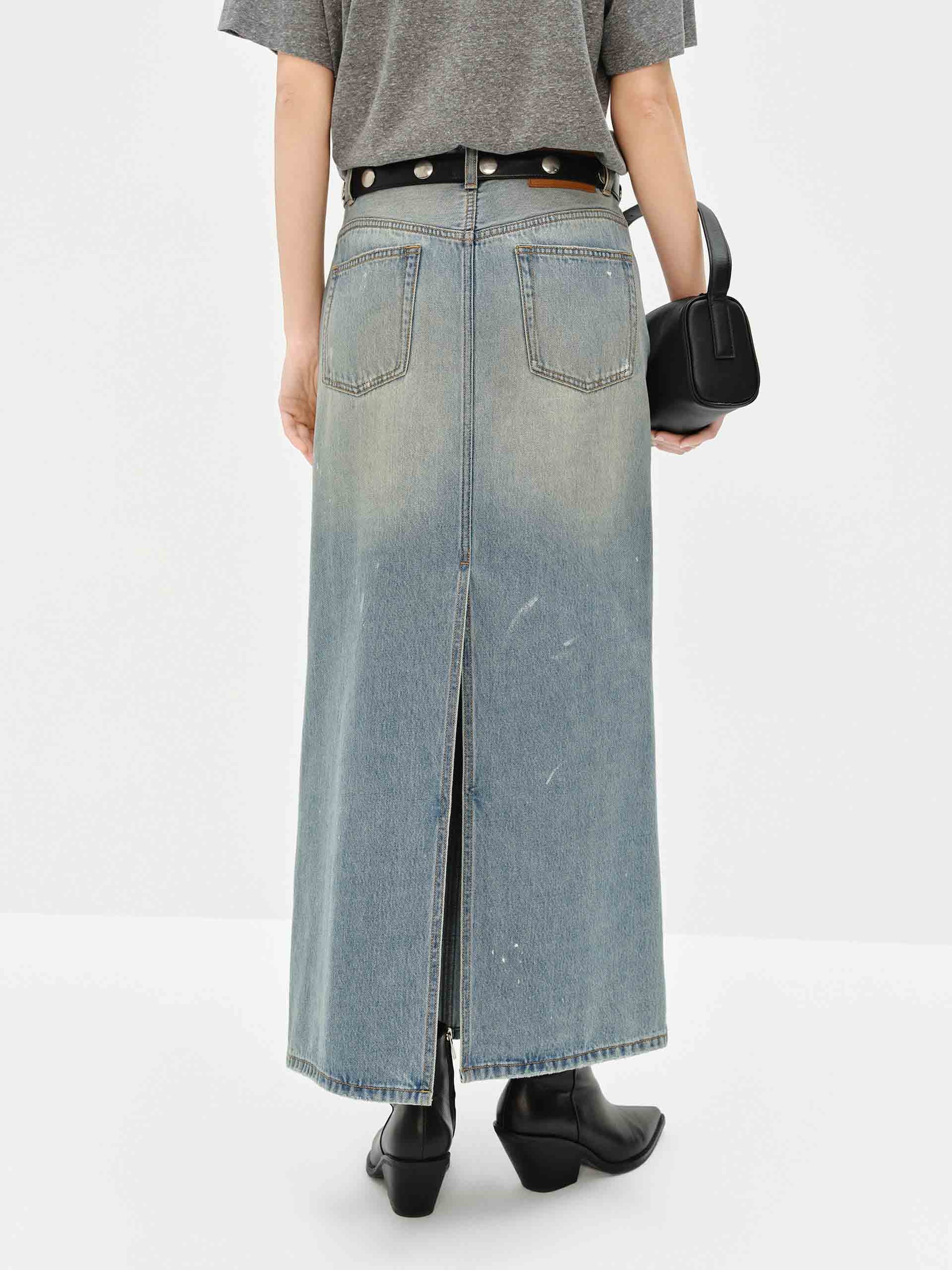 Splash Details Denim Skirt - Image 3