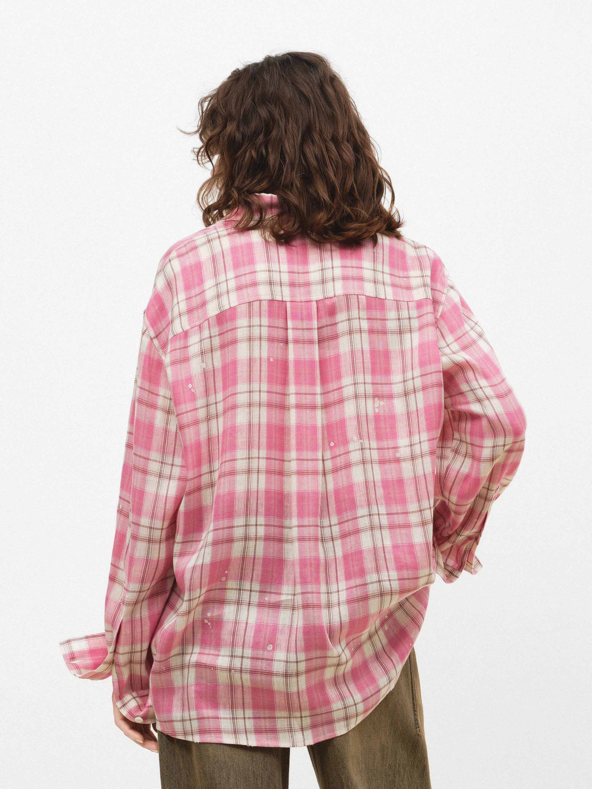 Splatter Detail Plaid Shirt - Image 3