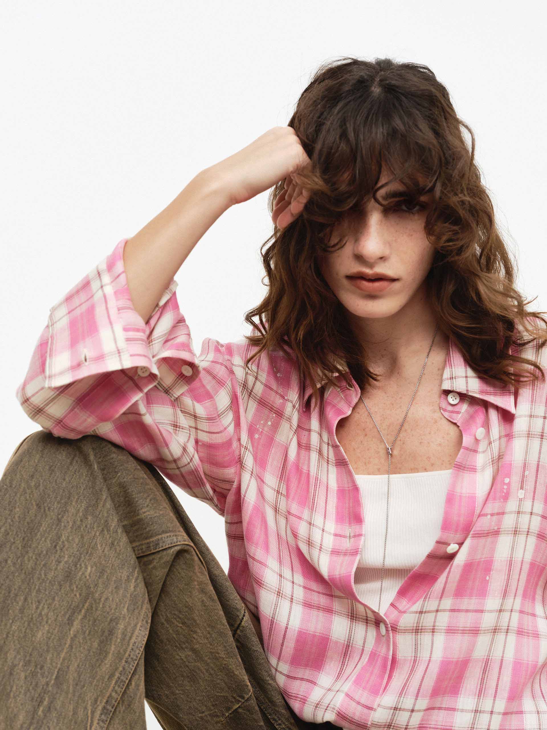 Splatter Detail Plaid Shirt - Image 7