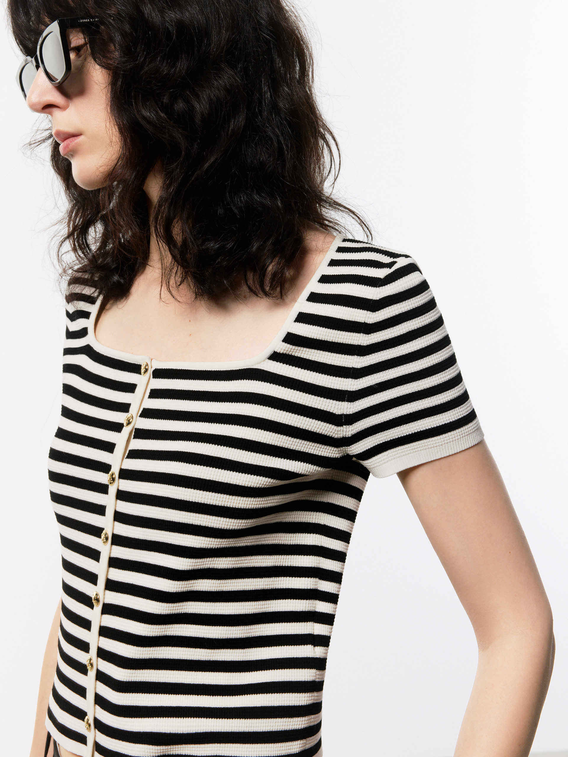 Square Collar Striped Top - Image 3