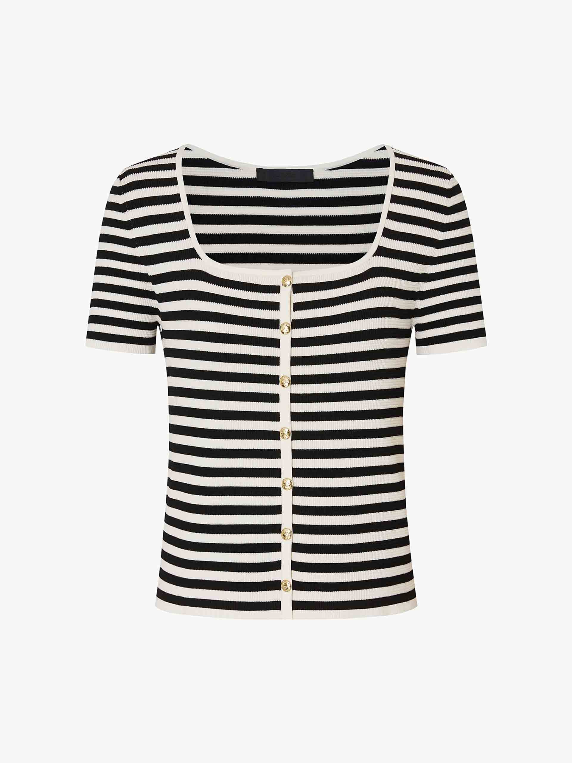 Square Collar Striped Top - Image 5