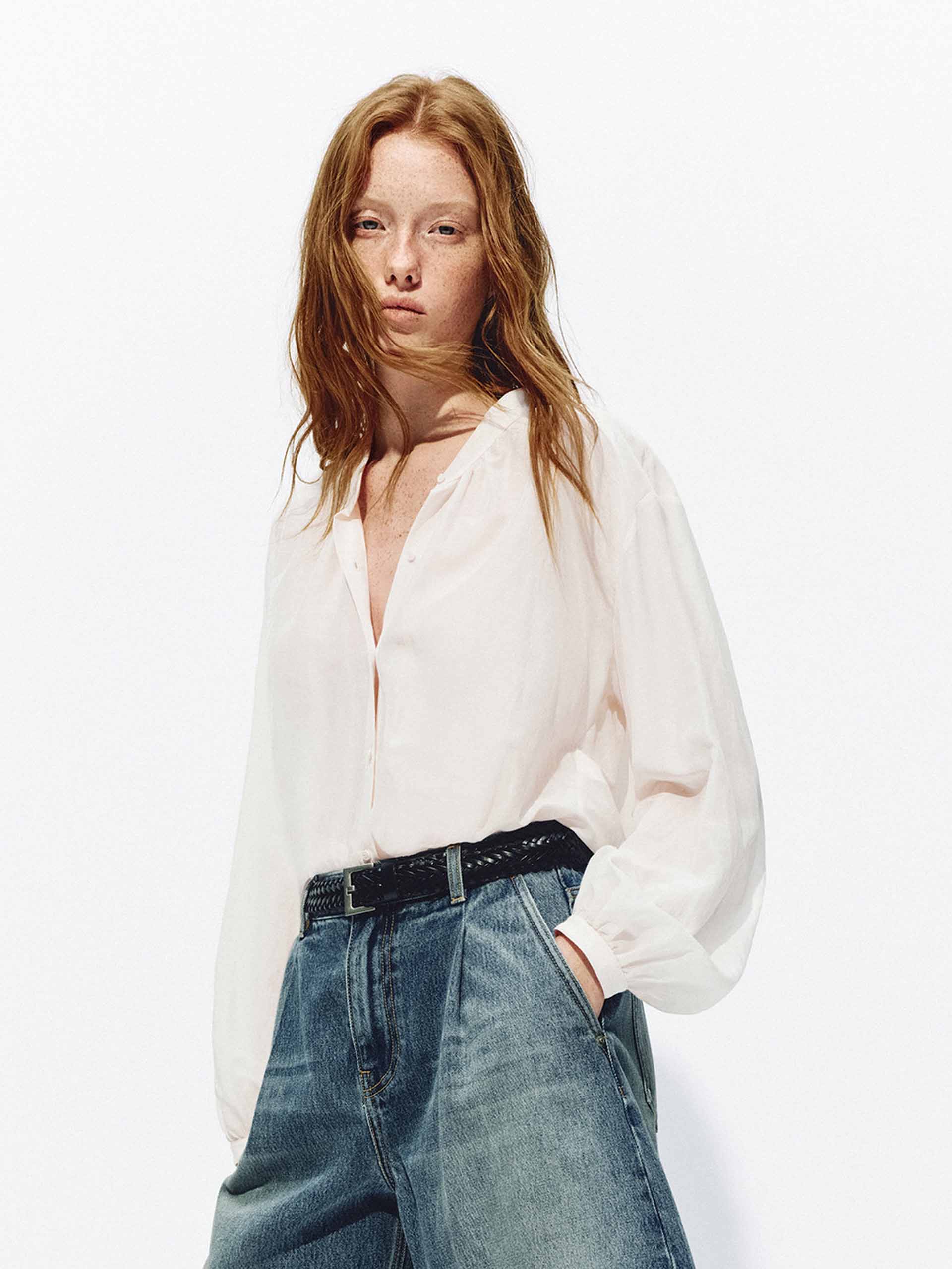 Stand Collar Cropped Blouse - Image 7