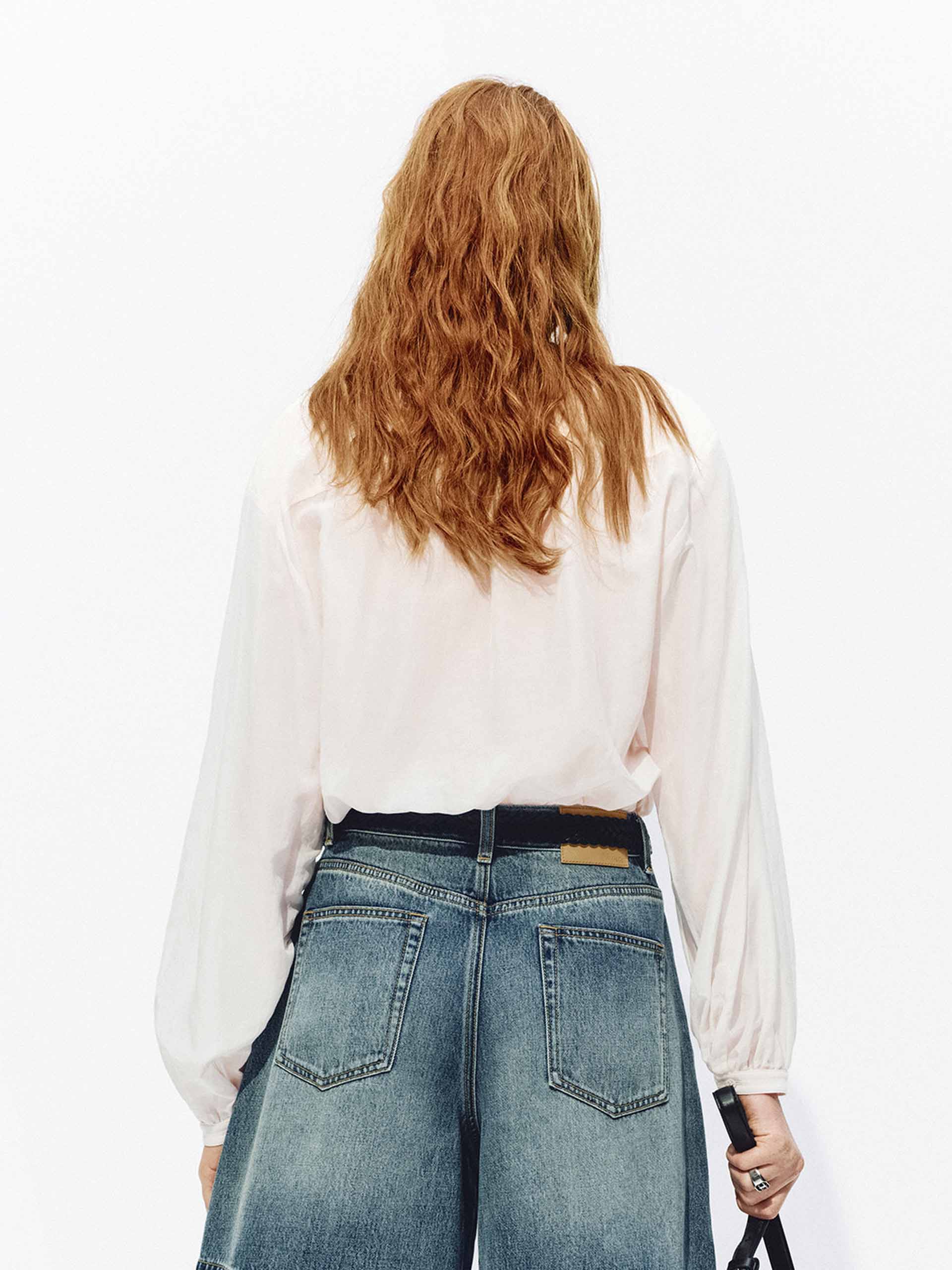 Stand Collar Cropped Blouse - Image 8
