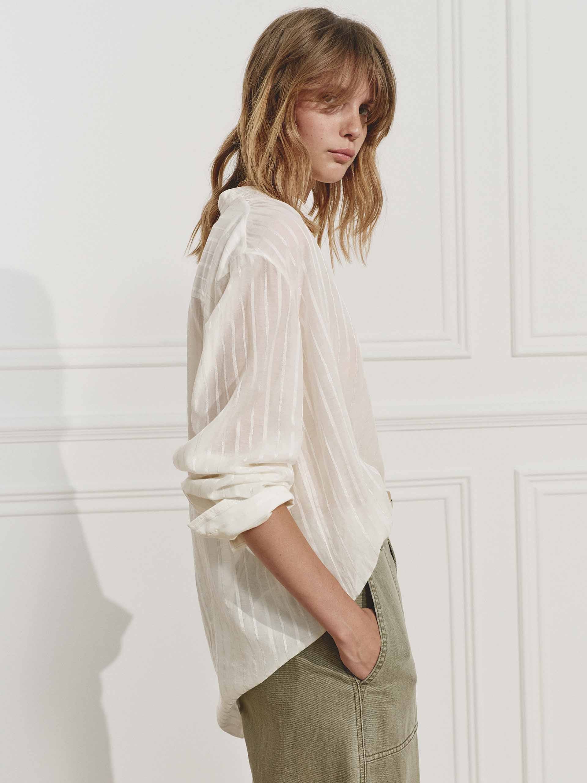 Stand Collar Striped Shirt - Image 6