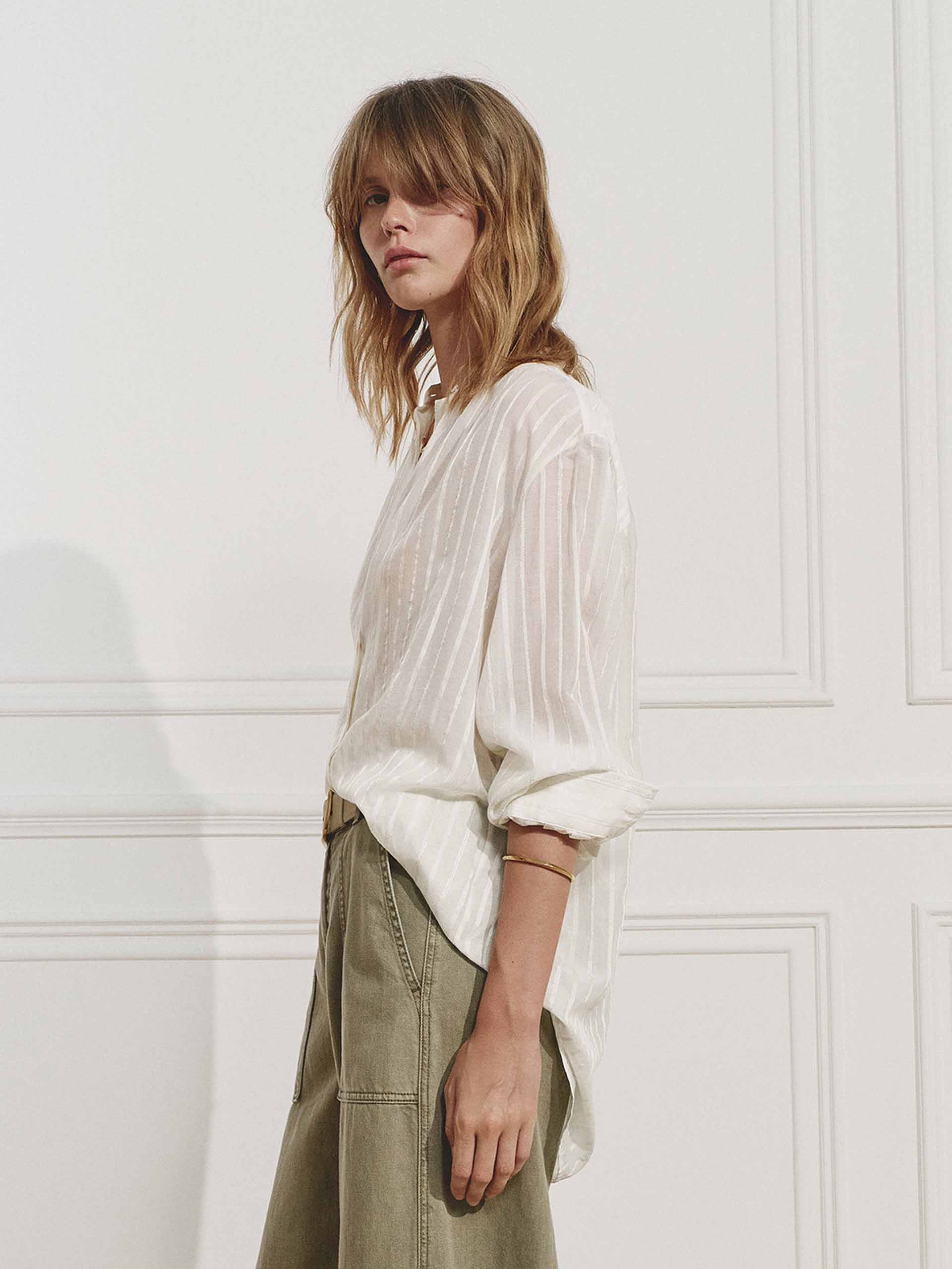 Stand Collar Striped Shirt - Image 8
