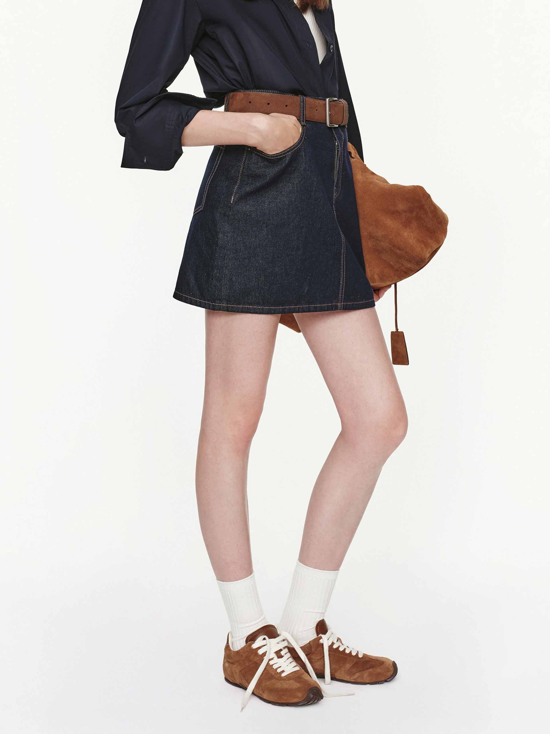 Straight Cotton Denim Skirt - Image 7