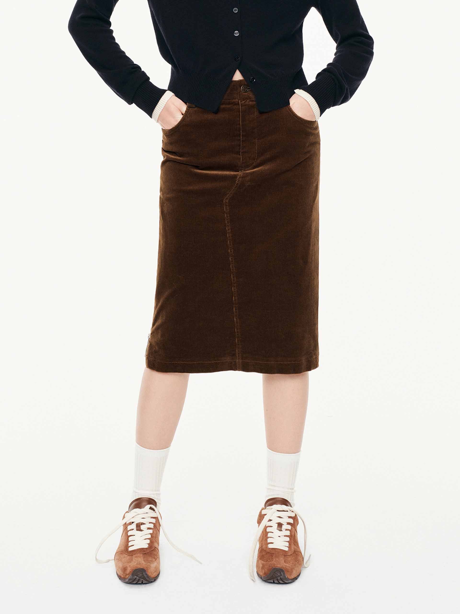 Straight Cut Corduroy Skirt