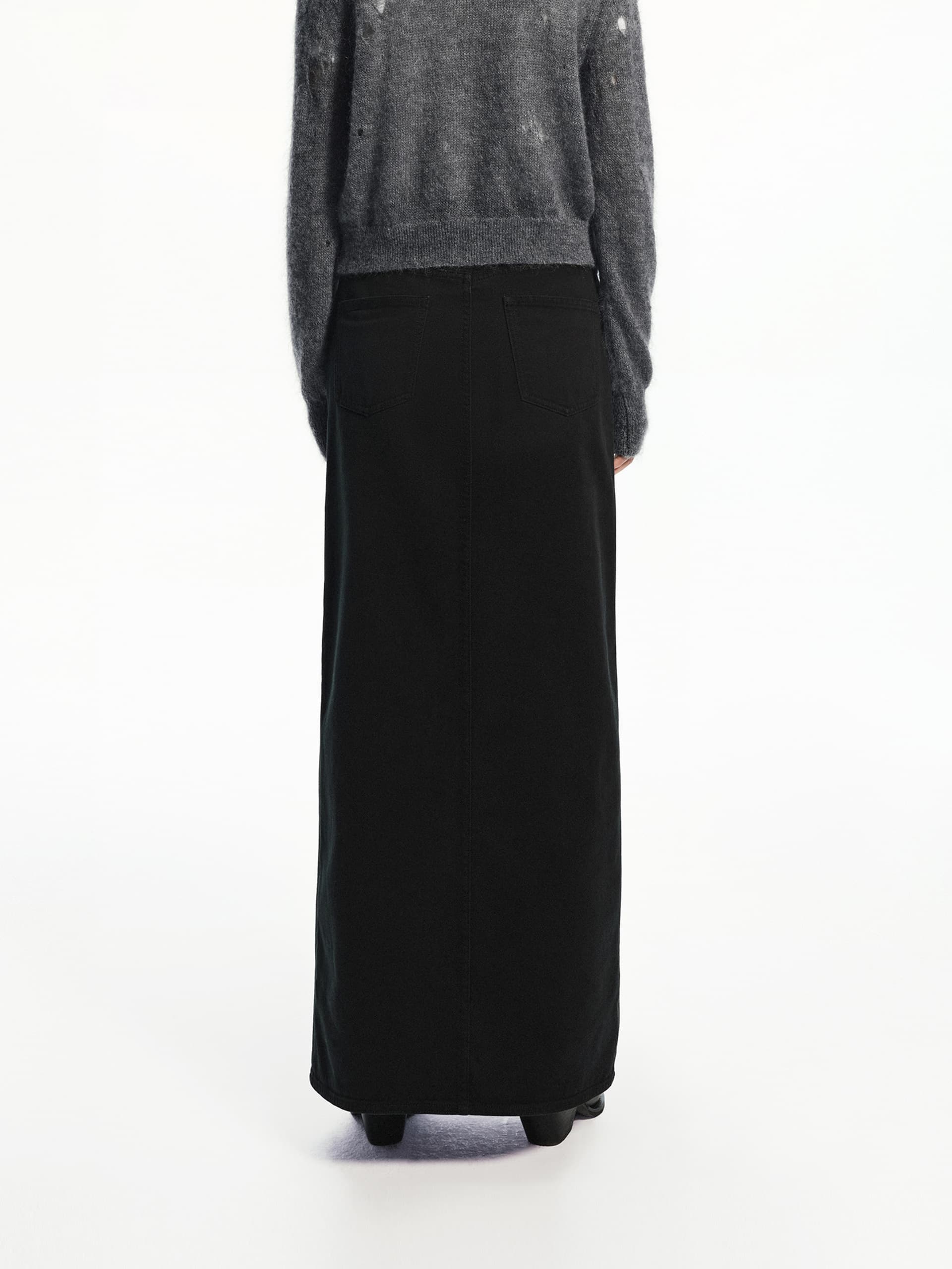 Straight Denim Slit Skirt - Image 3