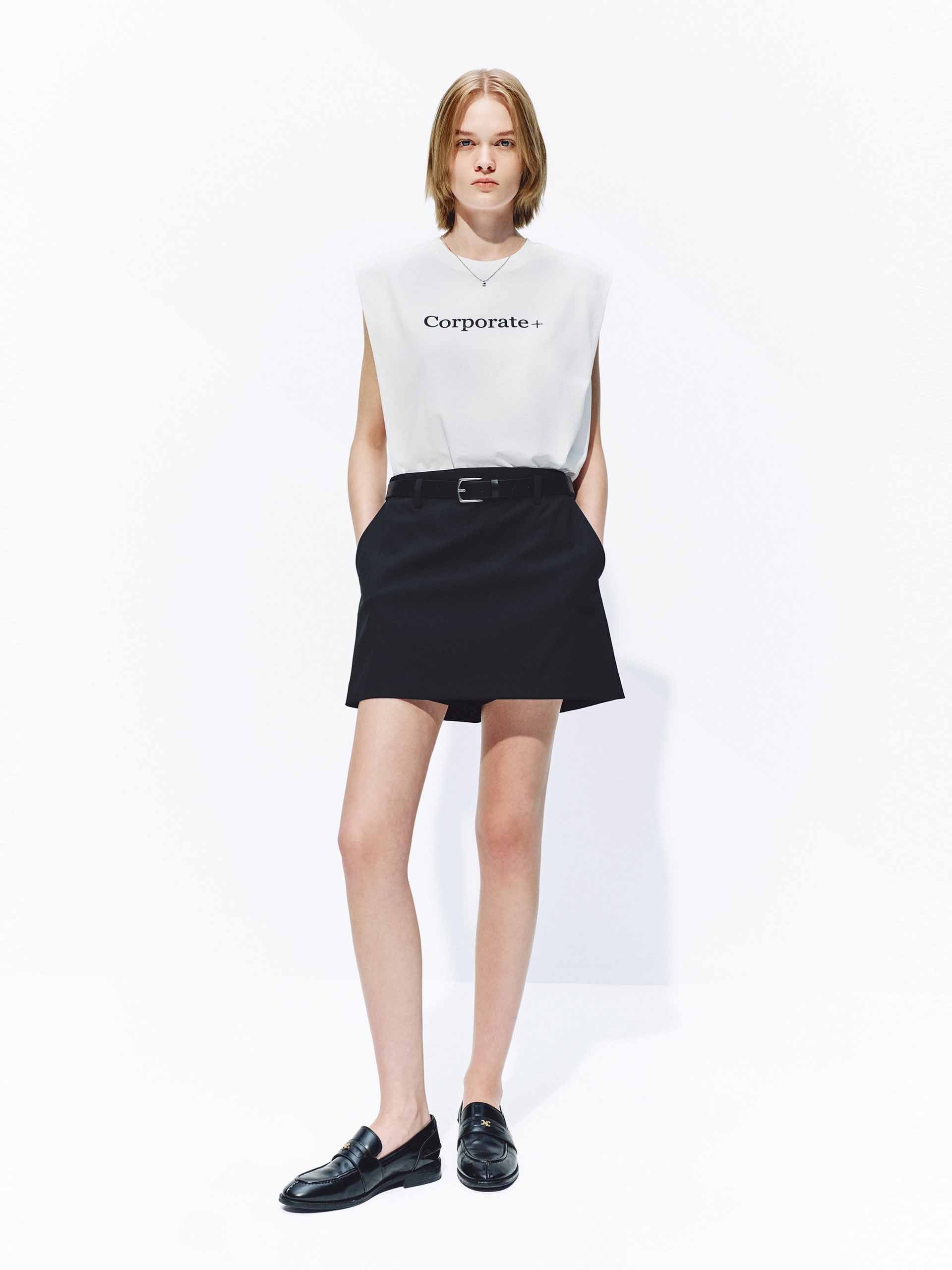 Straight Mini Skort with Belt - Image 2