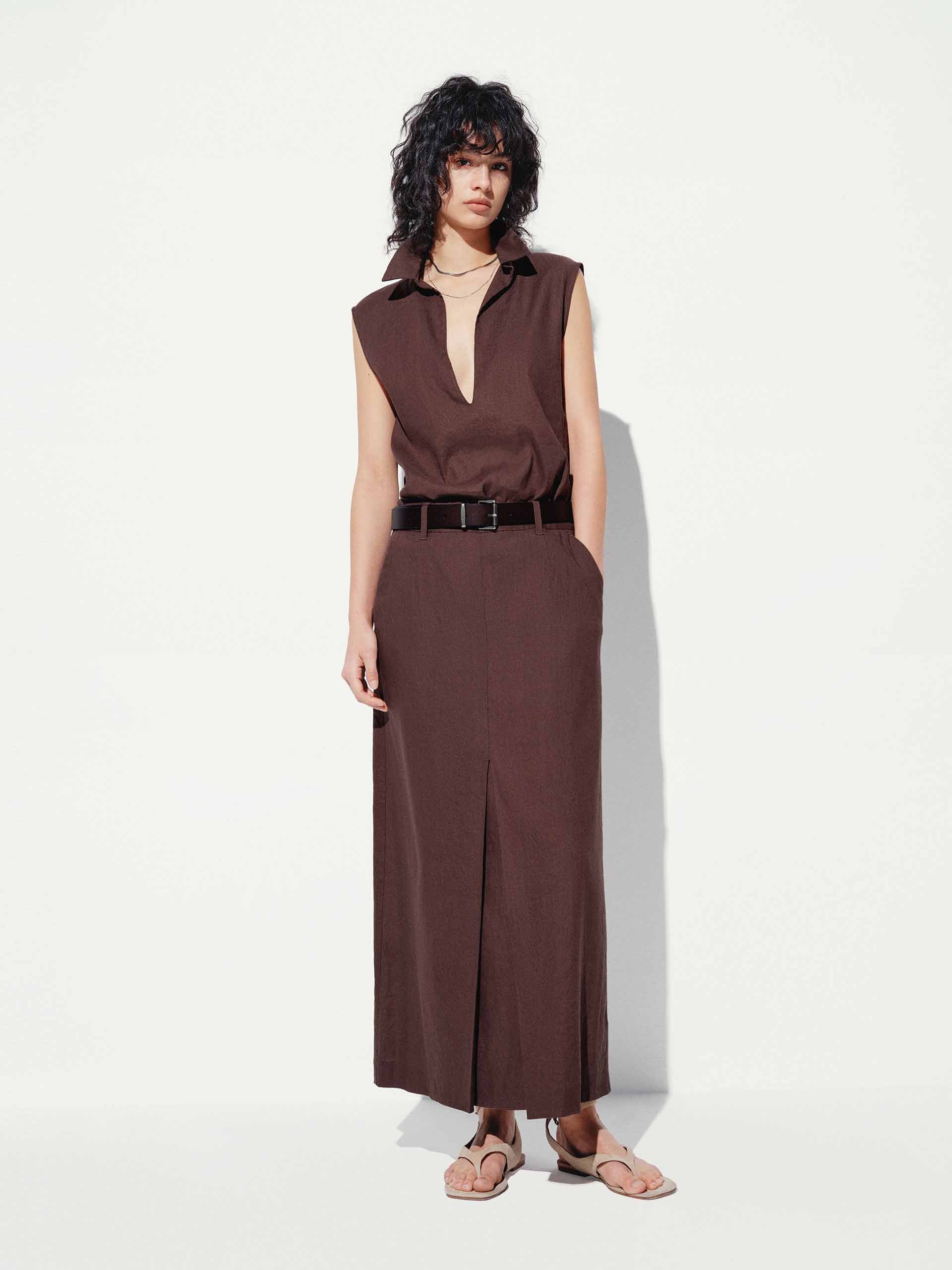 Straight Slit Midi Skirt - Image 2