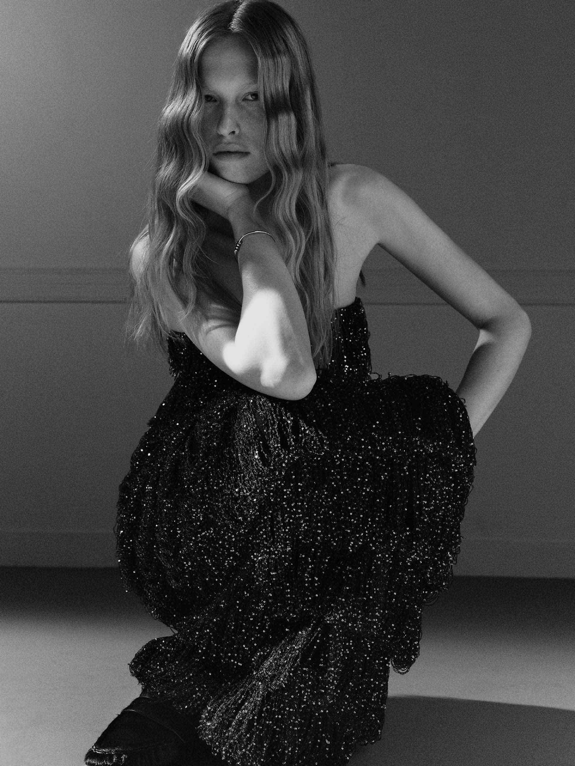 Strapless Sequin Tiered Dress - Image 3