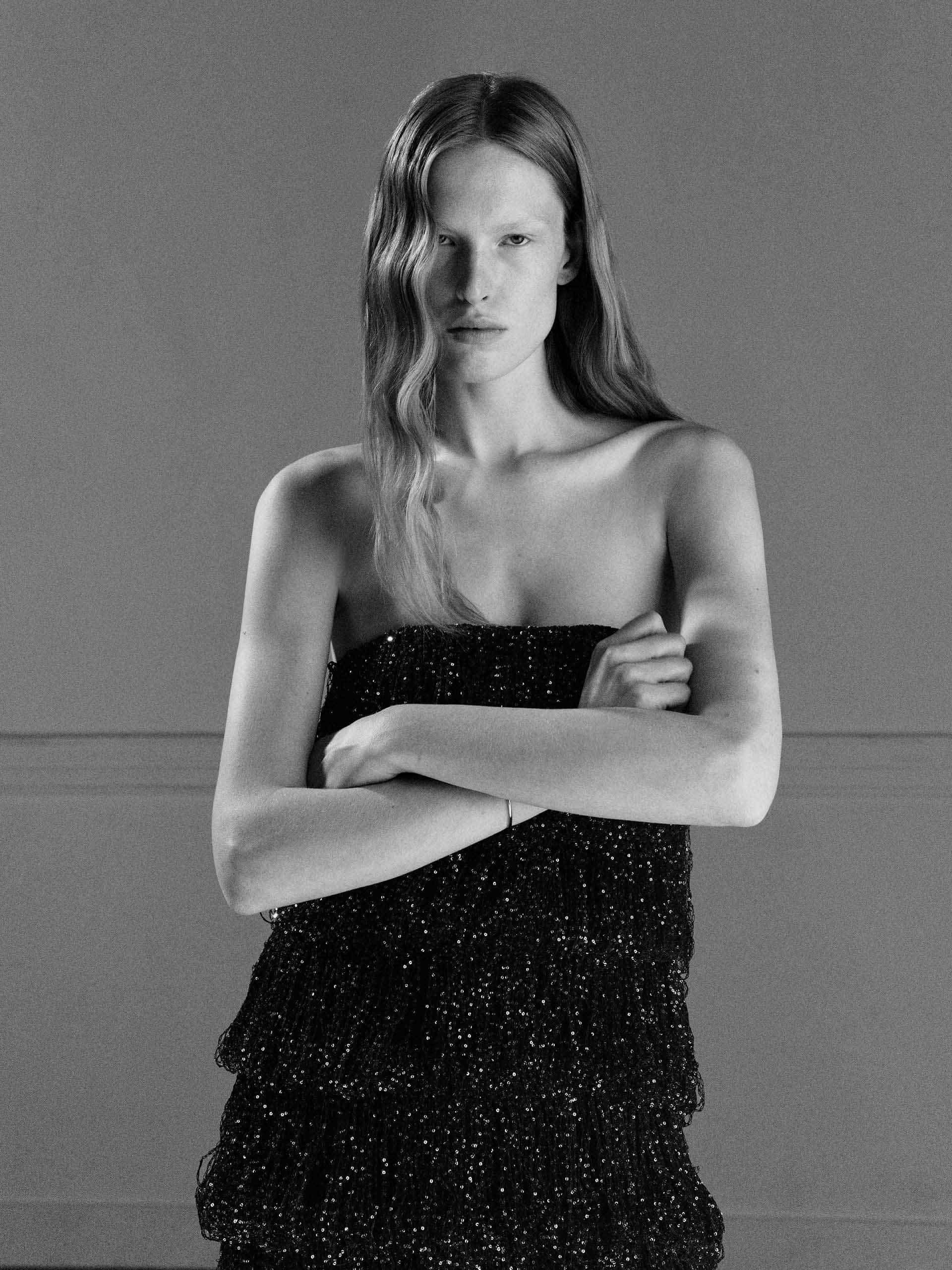 Strapless Sequin Tiered Dress - Image 7