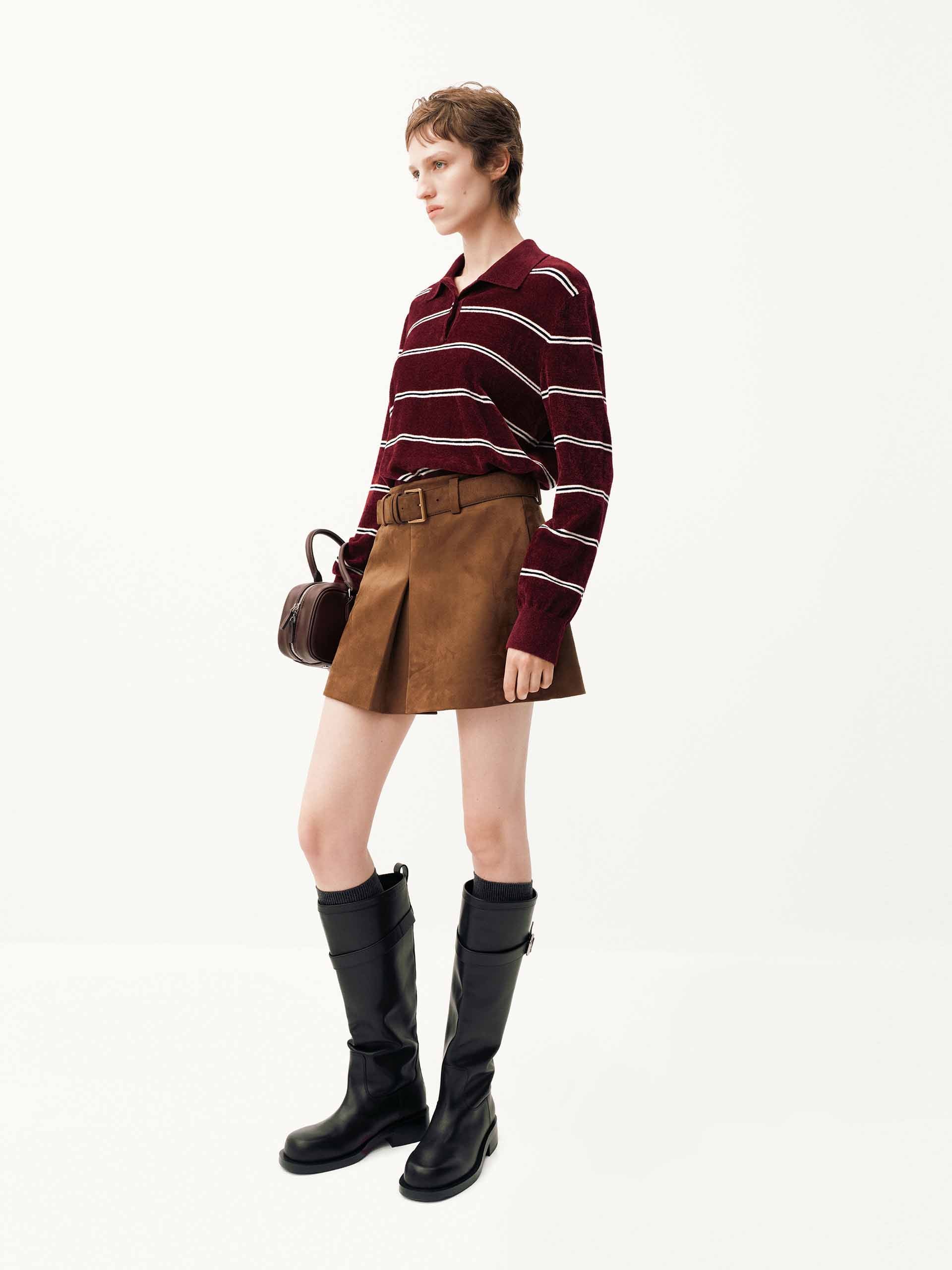 Stripe Pattern Polo Sweater - Image 2
