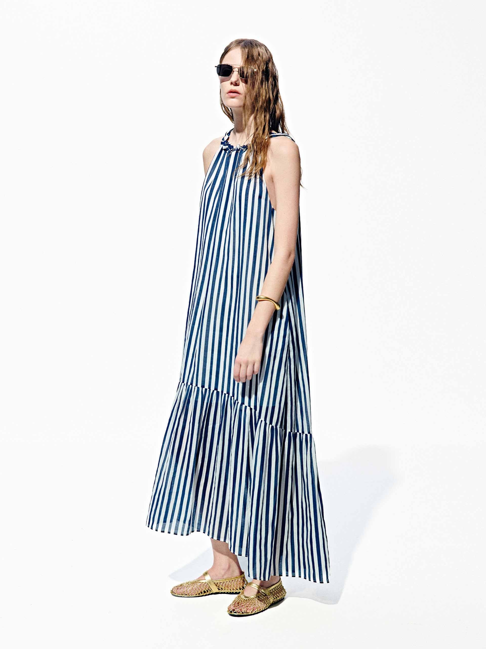 Striped Halter Neck Maxi Dress - Image 3