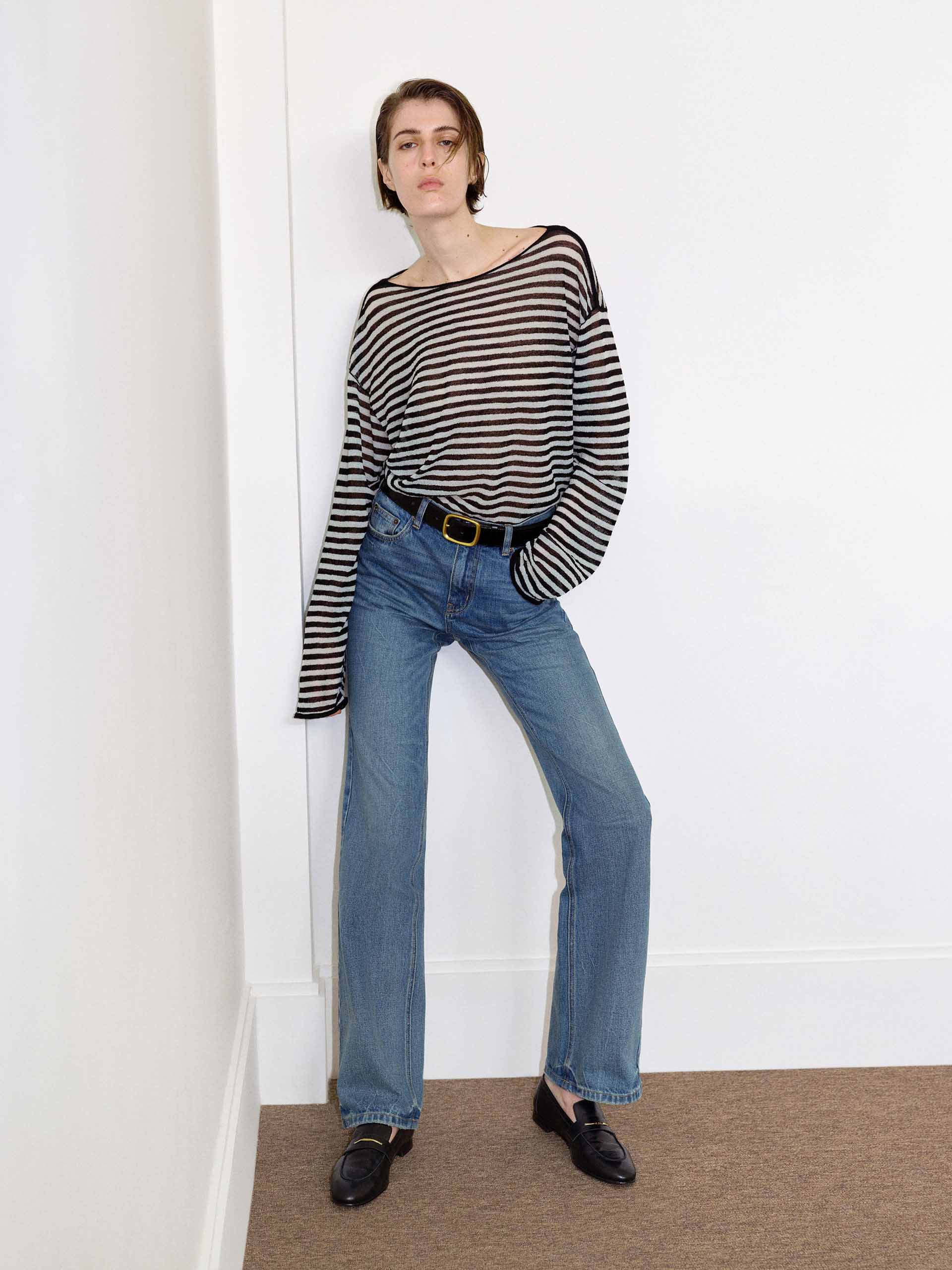Striped Lightweight Knit Sweater - Image 2