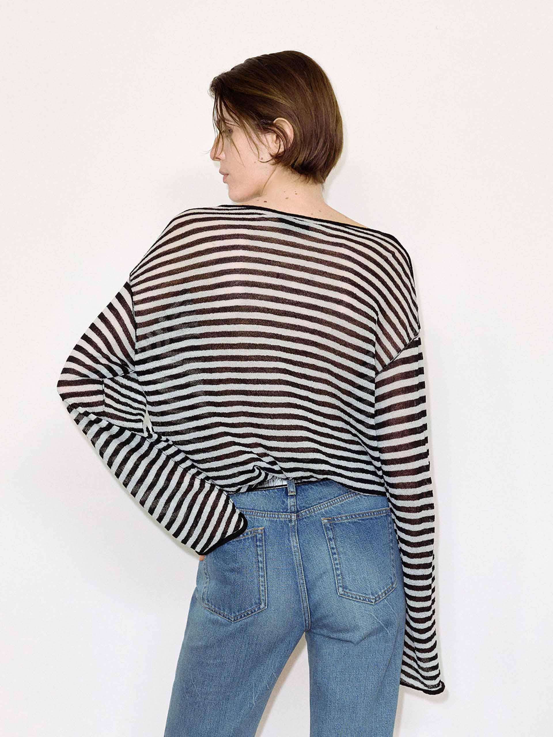 Striped Lightweight Knit Sweater - Image 3