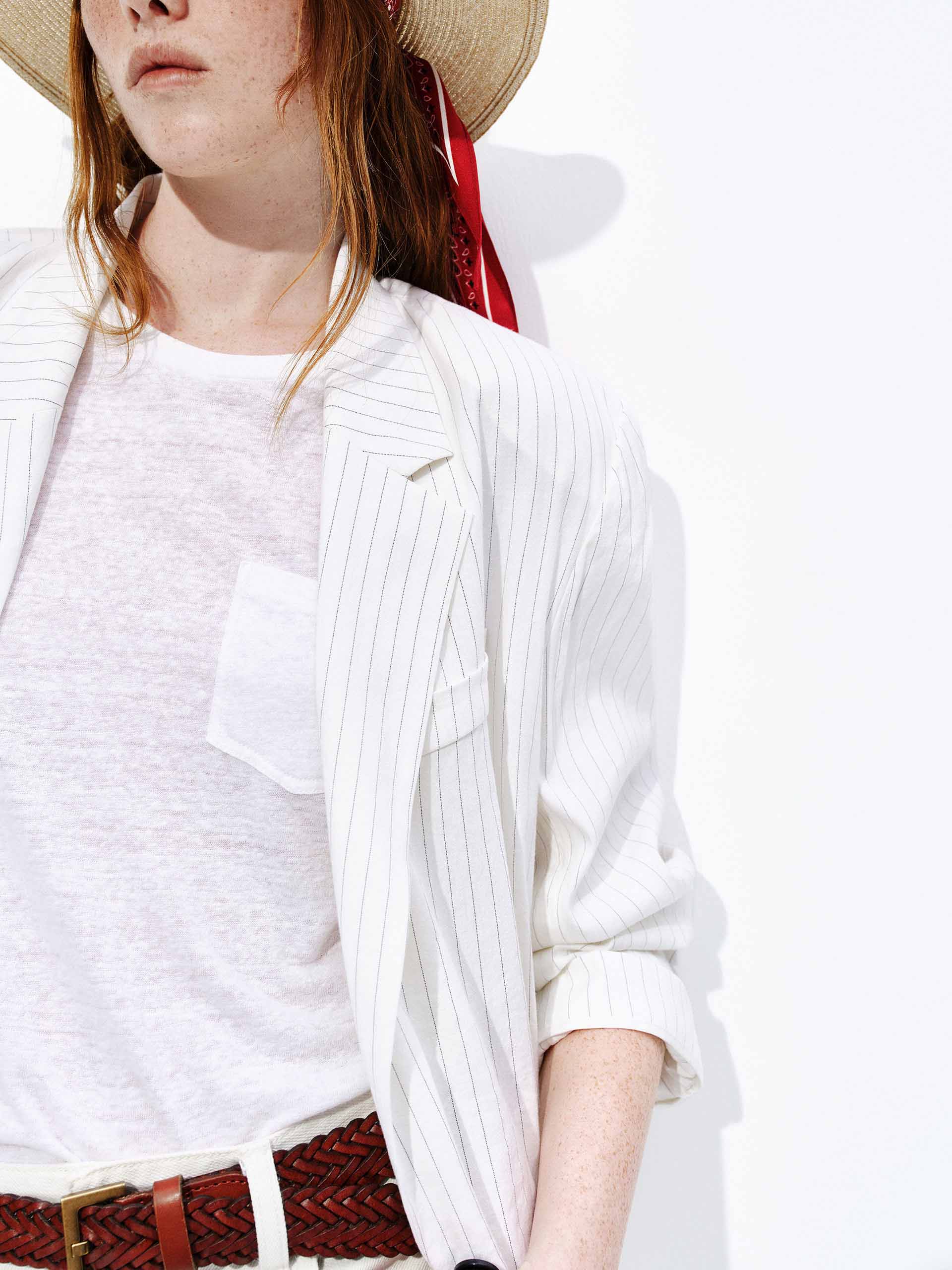 Striped Linen Blend Blazer - Image 8