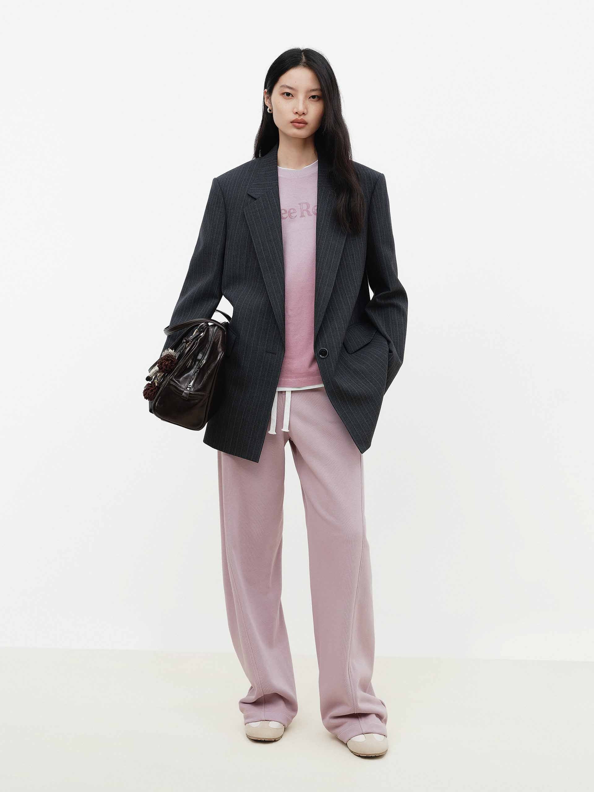 Striped Notch Lapel Blazer - Image 2