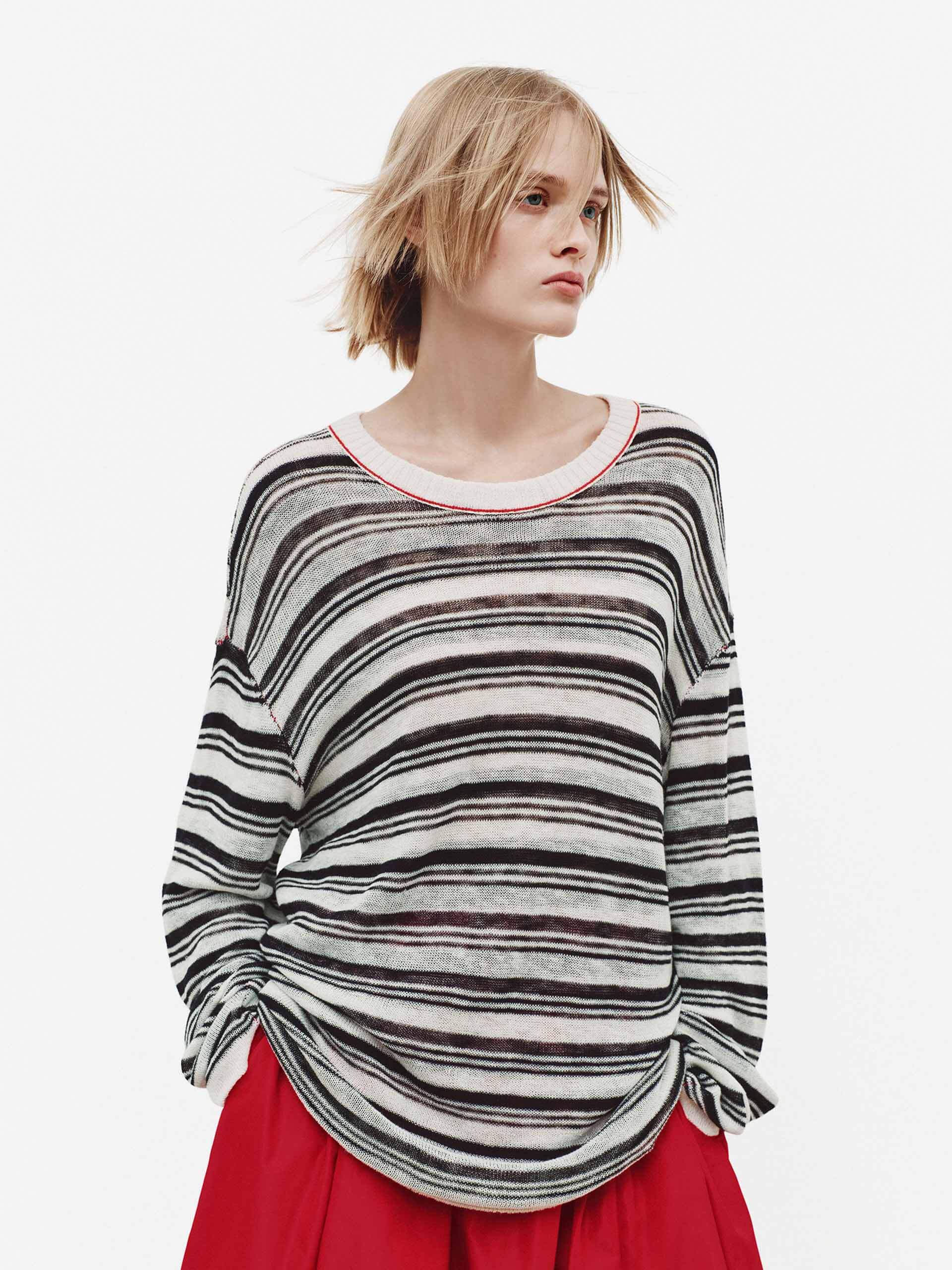 Striped Pattern Relaxed Sweater