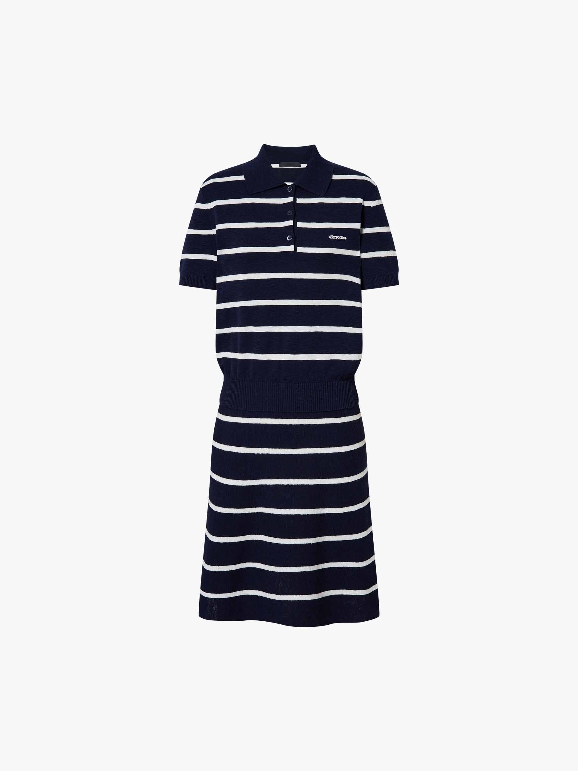 Striped Polo Knit Dress - Image 5