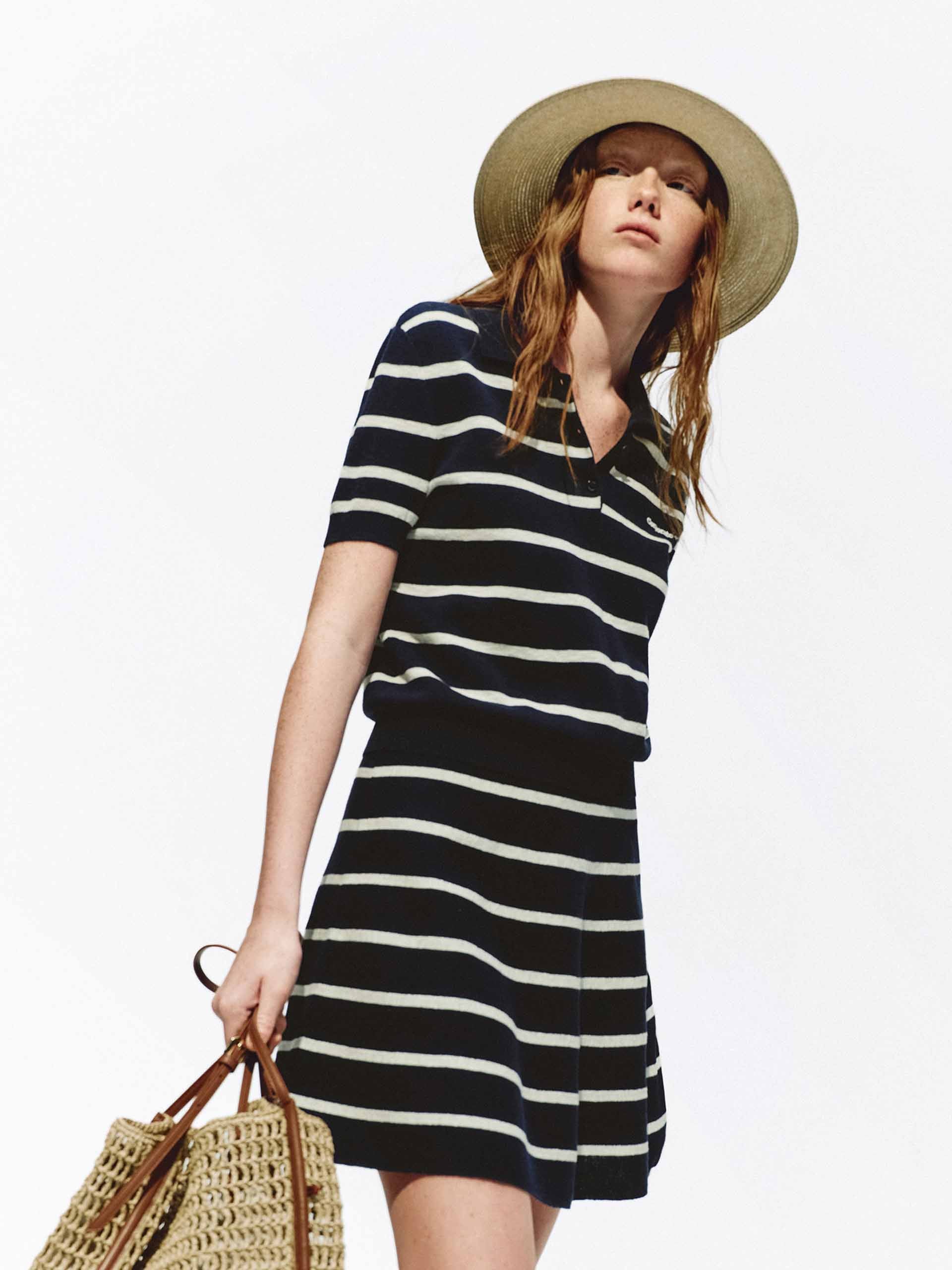 Striped Polo Knit Dress - Image 8