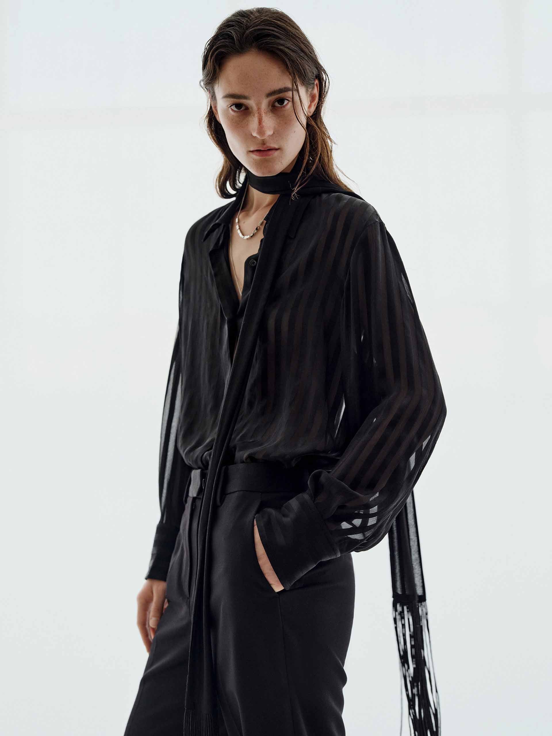 Striped Pattern Silk Shirt - Image 3