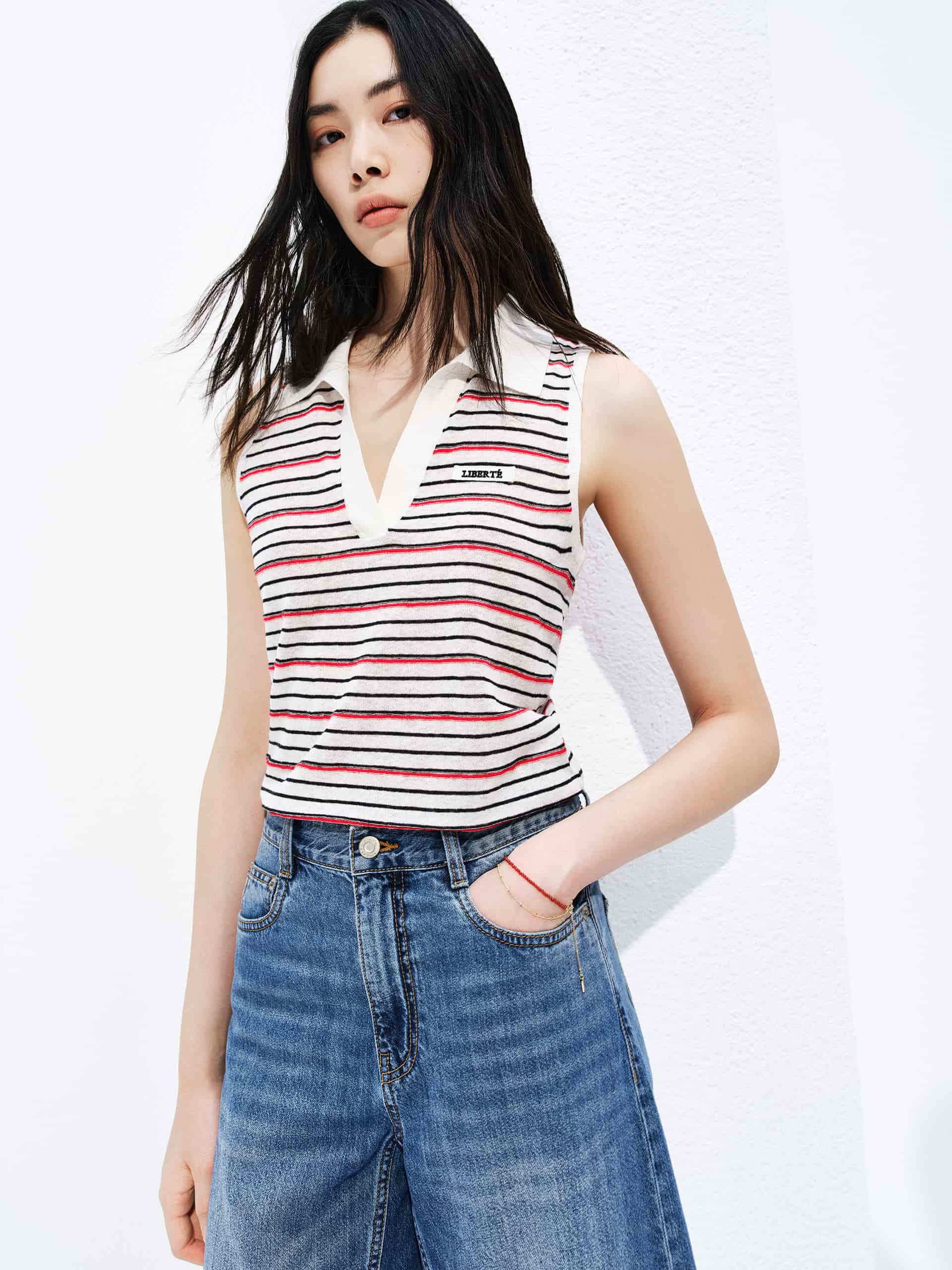 Striped Sleeveless Knit Top - Image 8