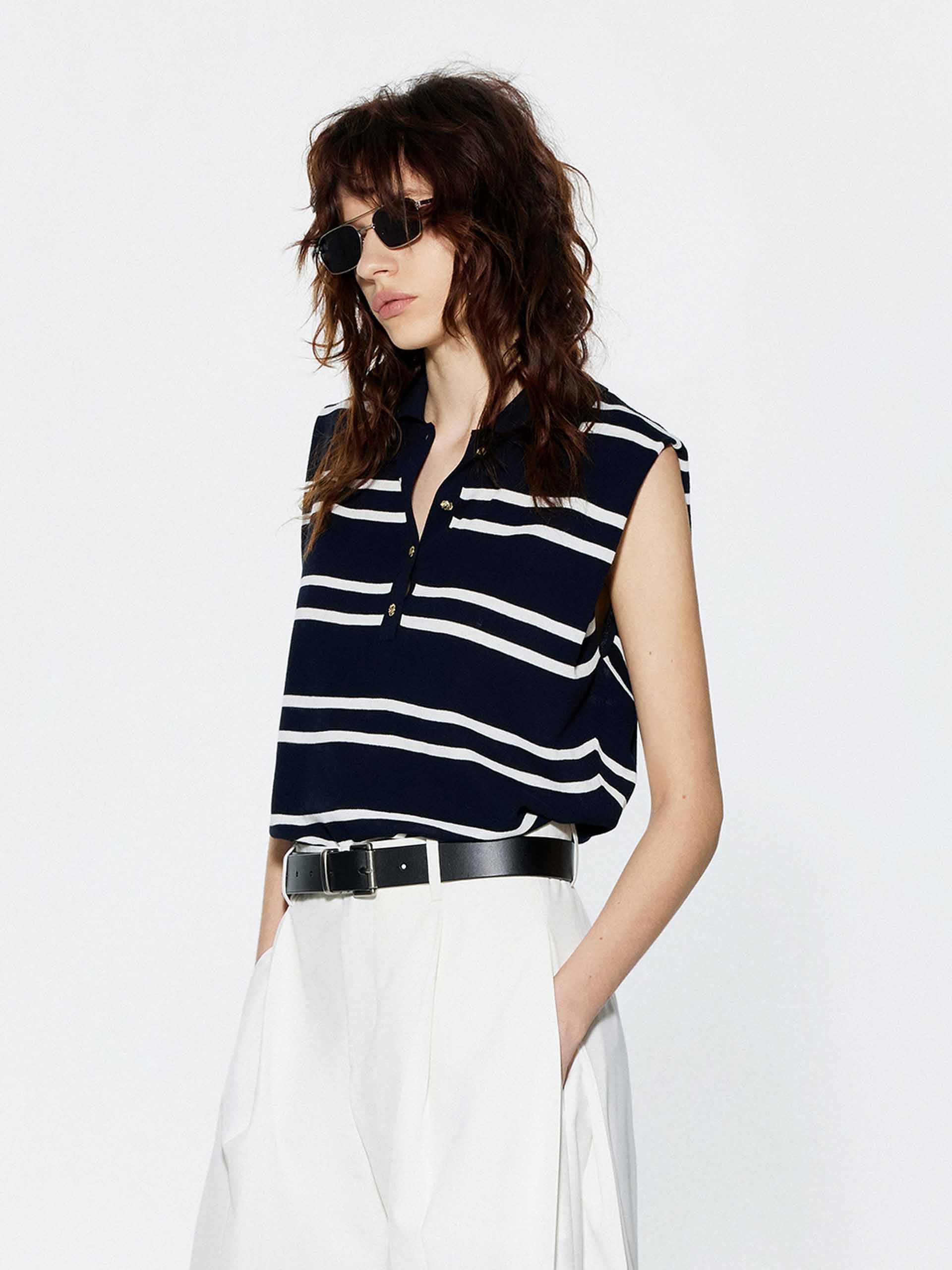 Striped Sleeveless Knitted Top - Image 3