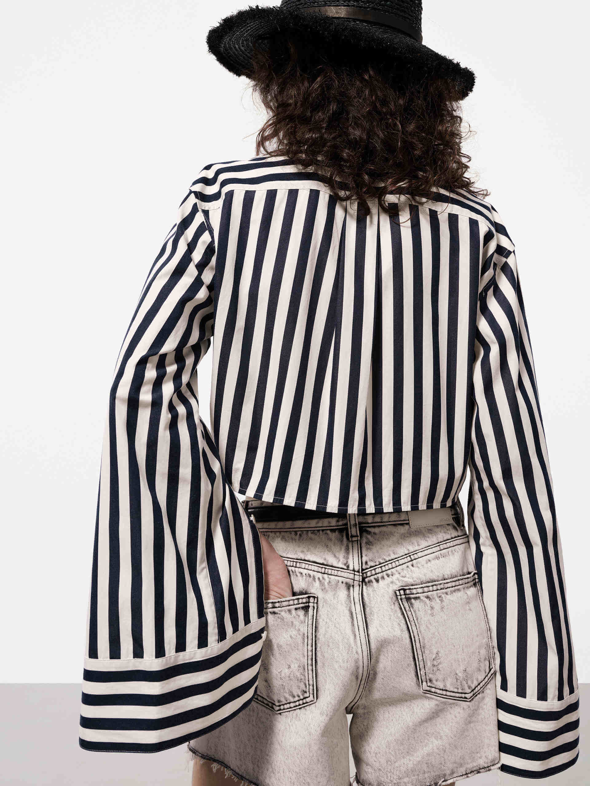 Striped Wrap Cropped Top - Image 3