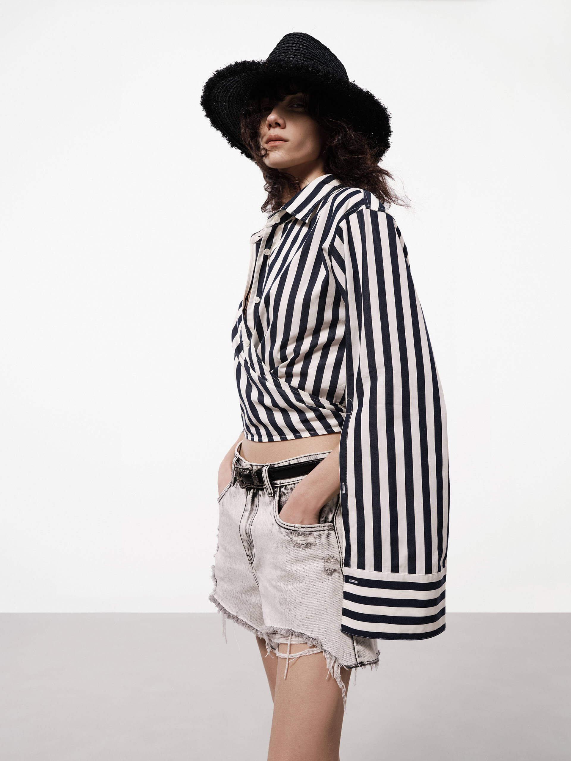 Striped Wrap Cropped Top - Image 6