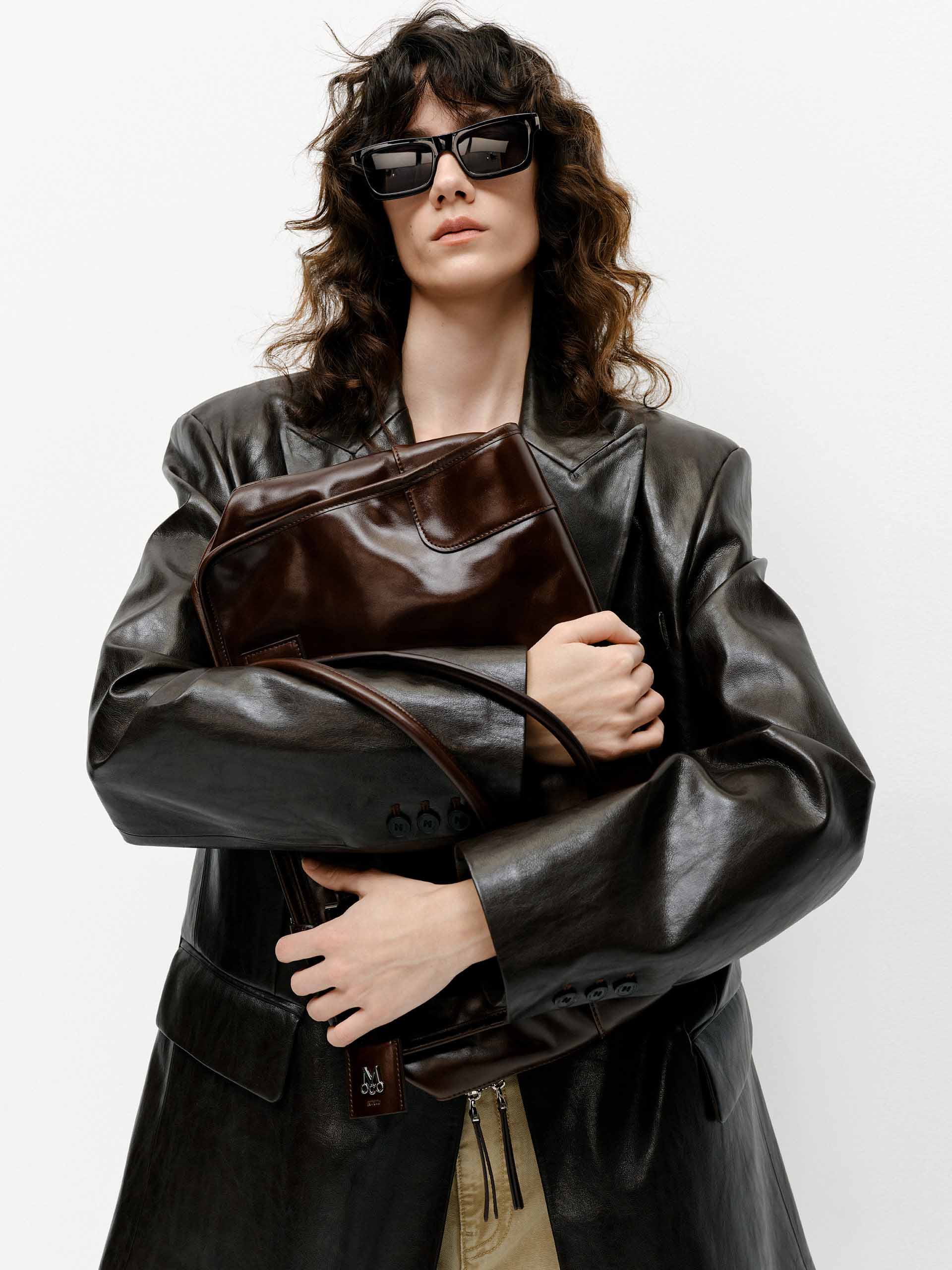 Structured Leather Blazer - Image 2