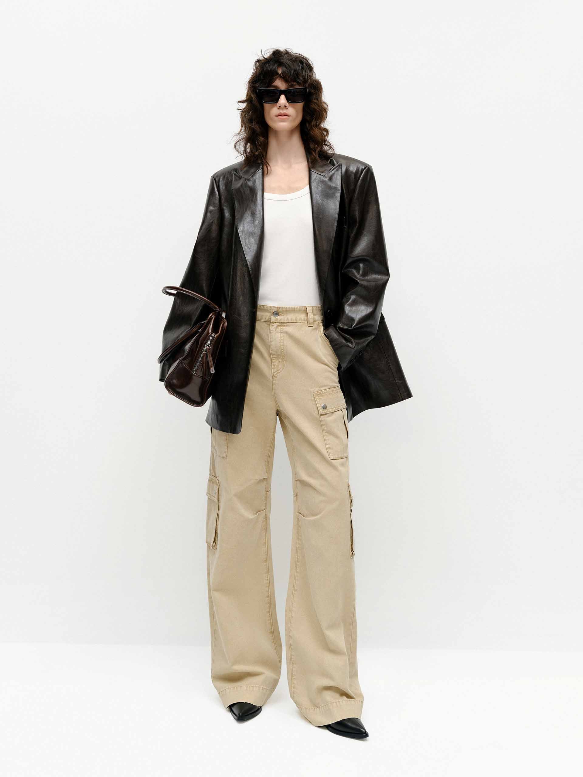 Structured Leather Blazer - Image 3