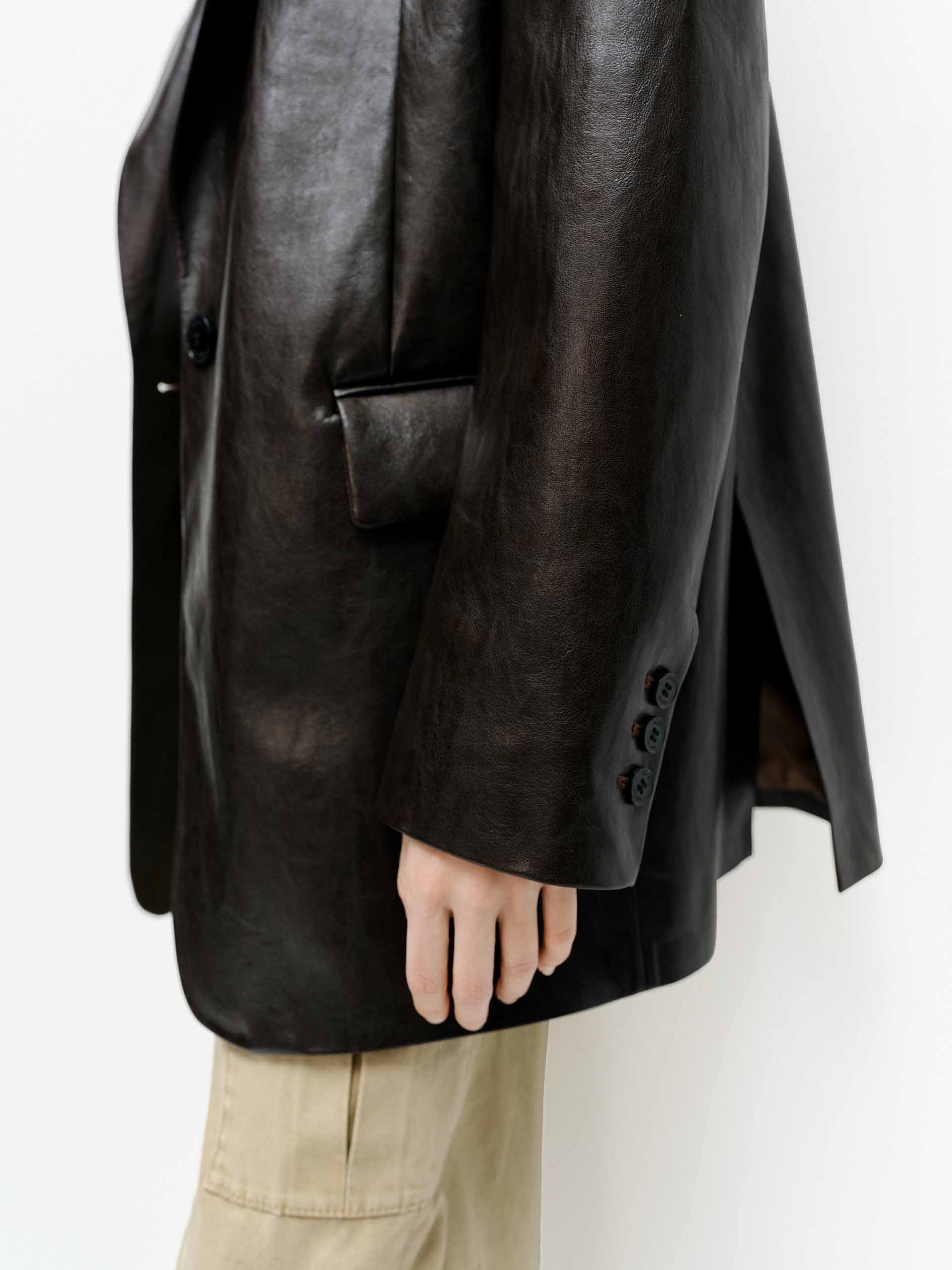 Structured Leather Blazer - Image 8