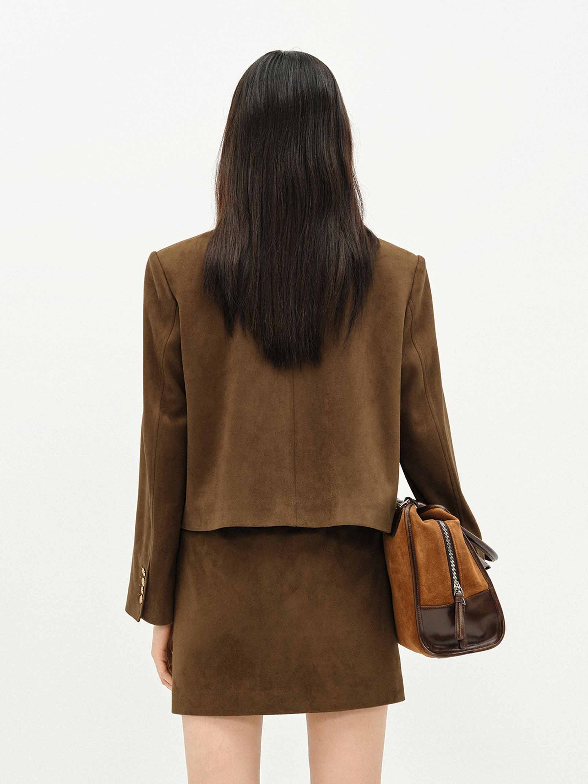 Suede Collarless Jacket - Image 3