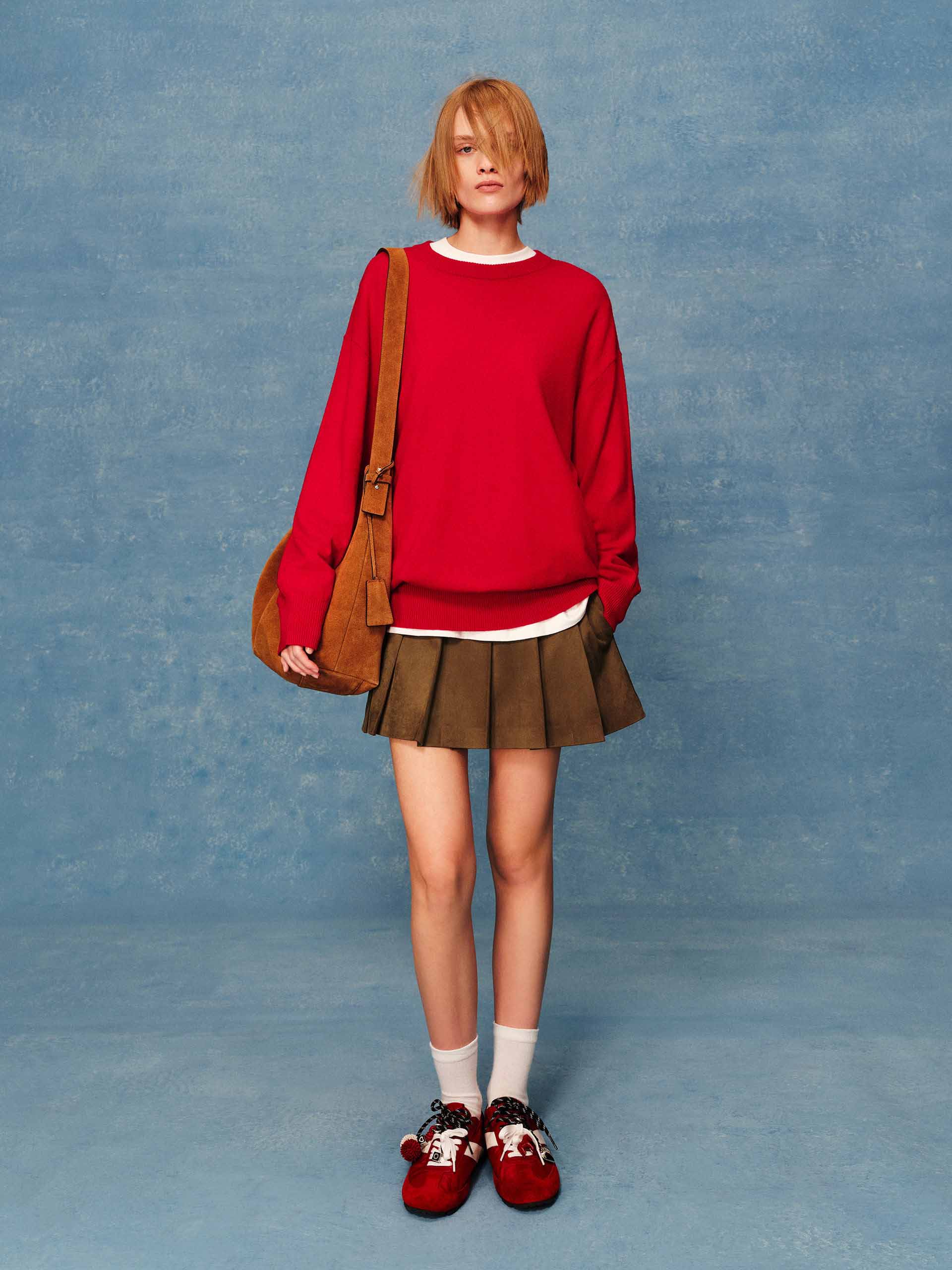 Suede Texture Pleated Skirt - Image 2