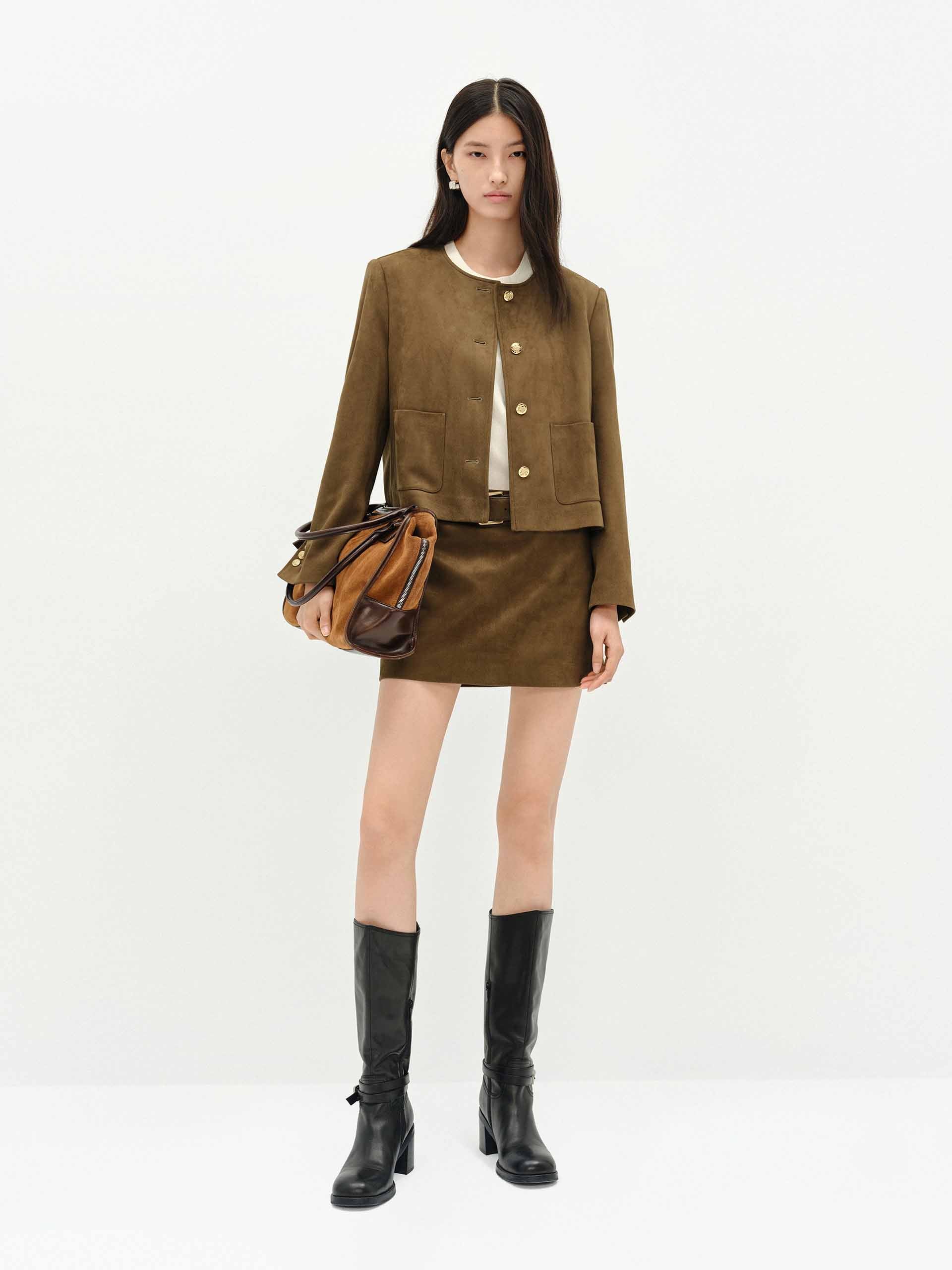 Suede Textured Mini Skirt - Image 3