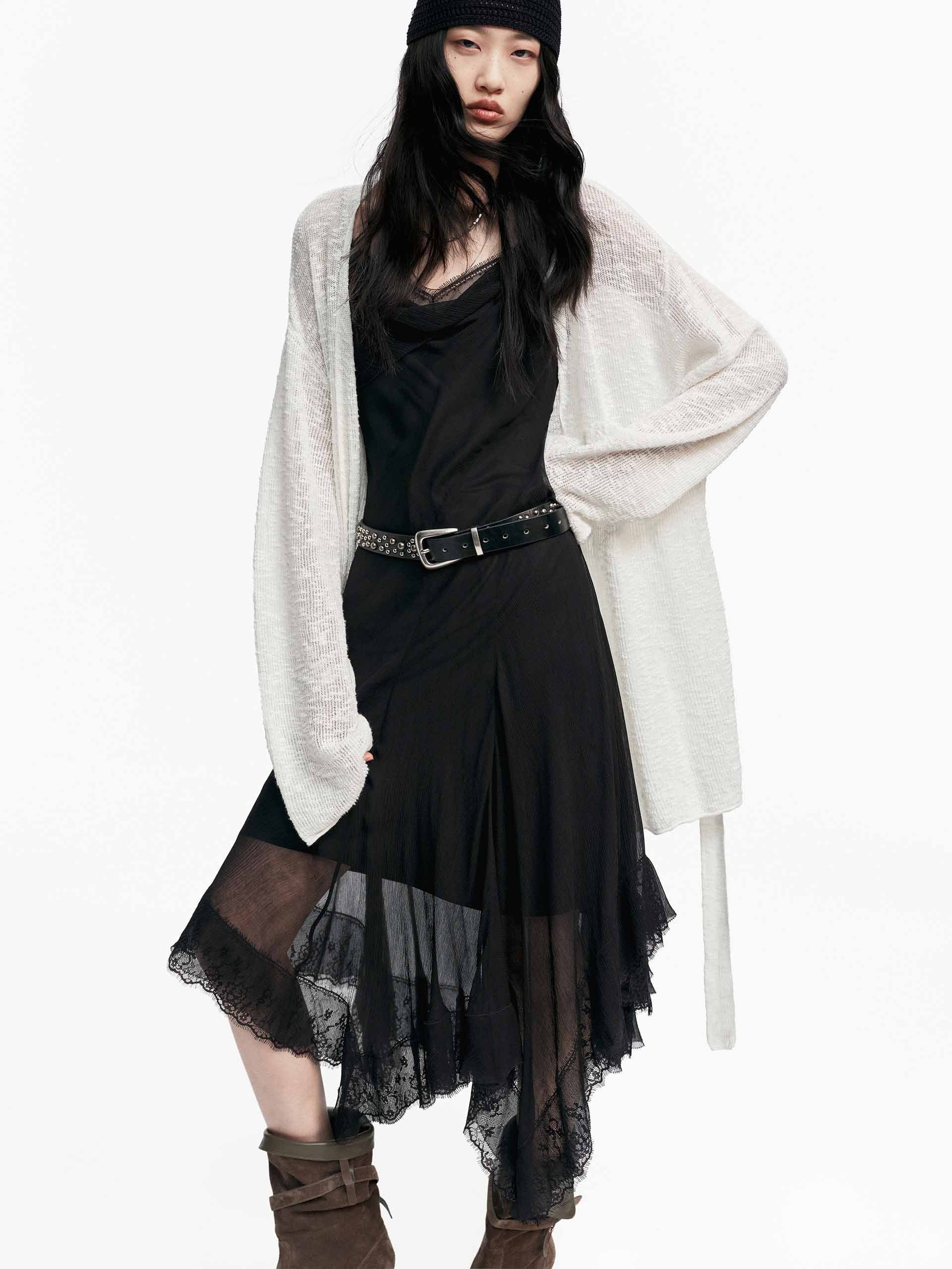 Tie Closure Cotton Cardigan