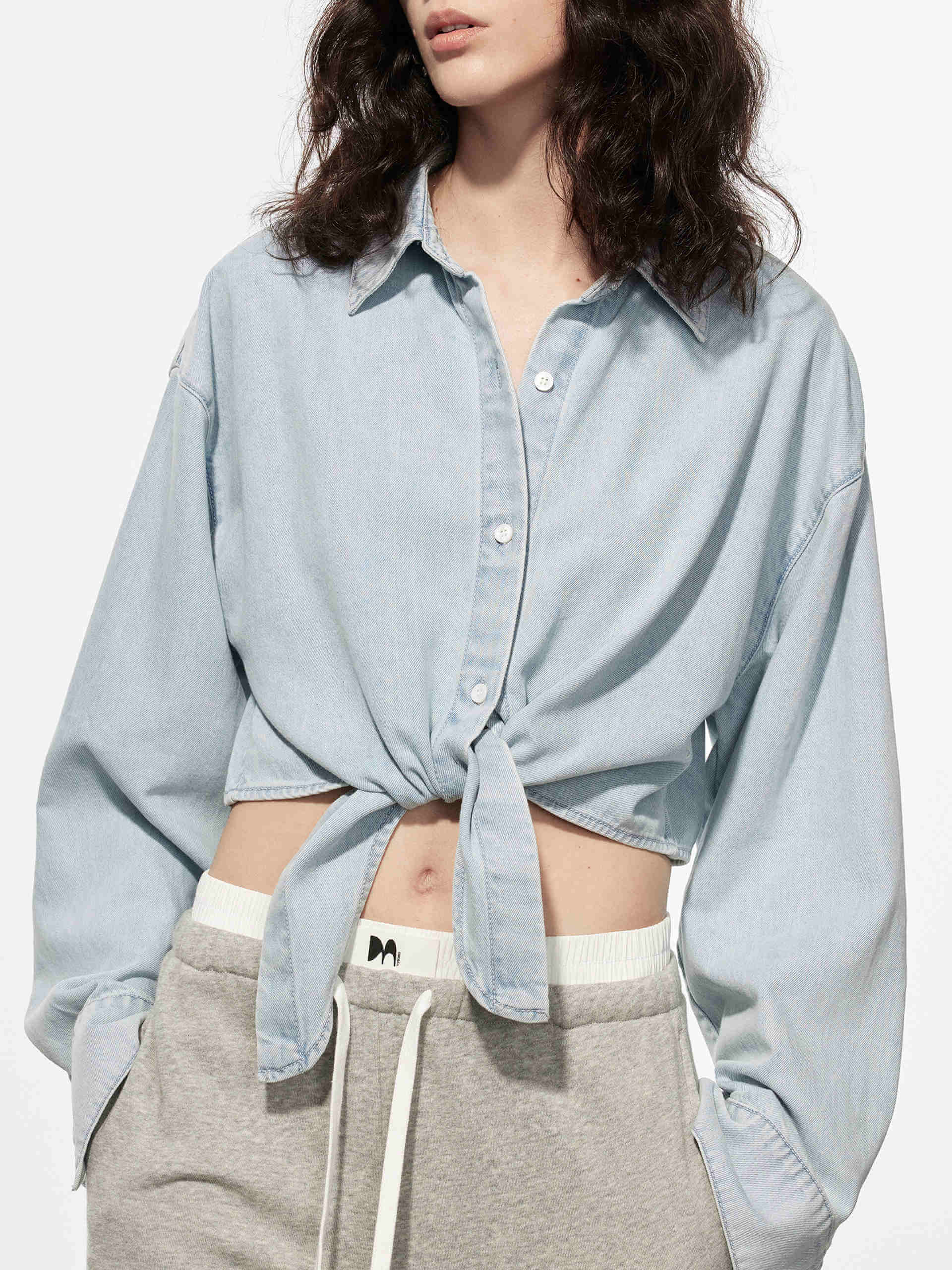 Tie Detail Cropped Shirt - Image 6