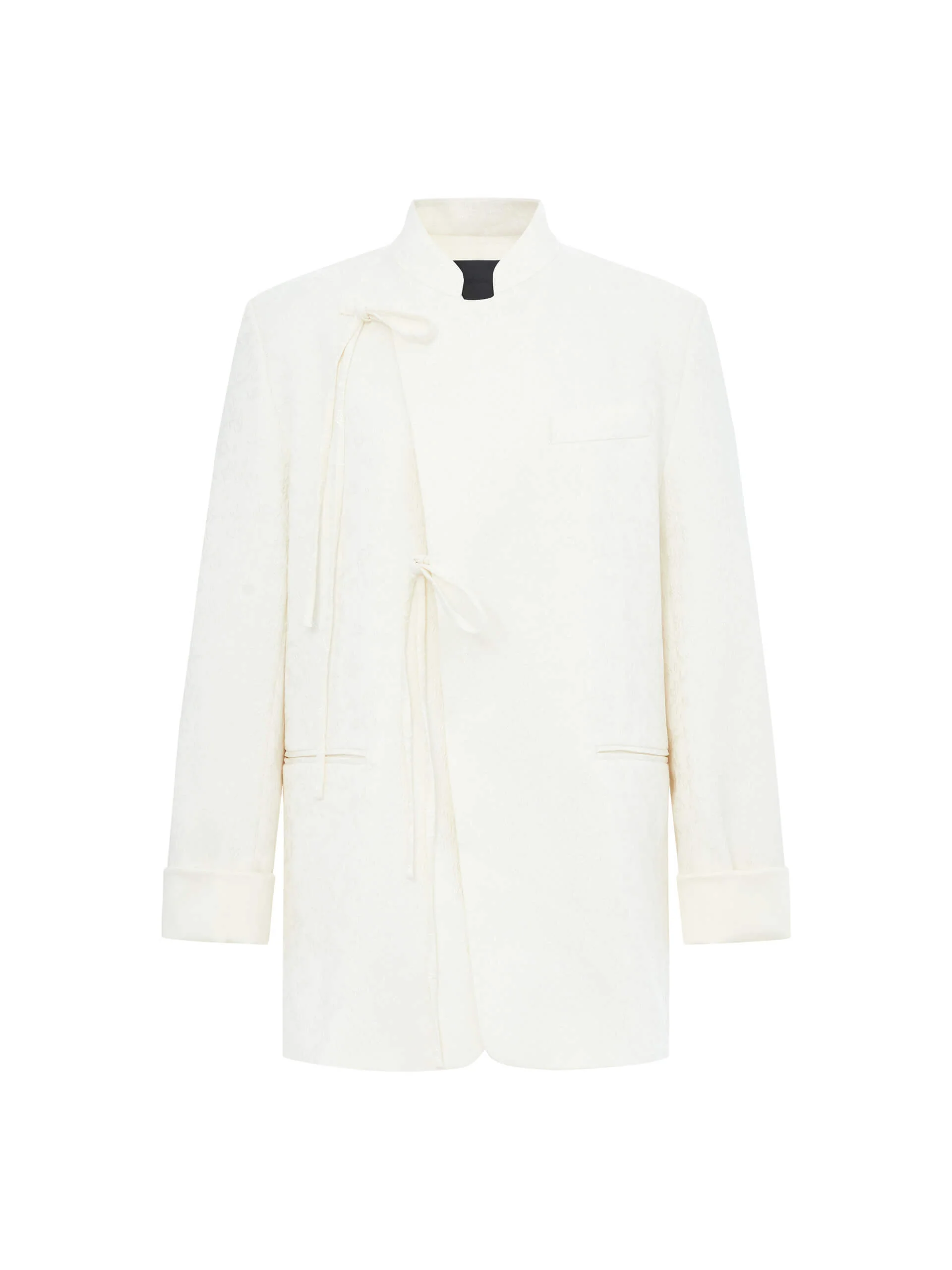 Tie Detail Jacquard Blazer - Image 5