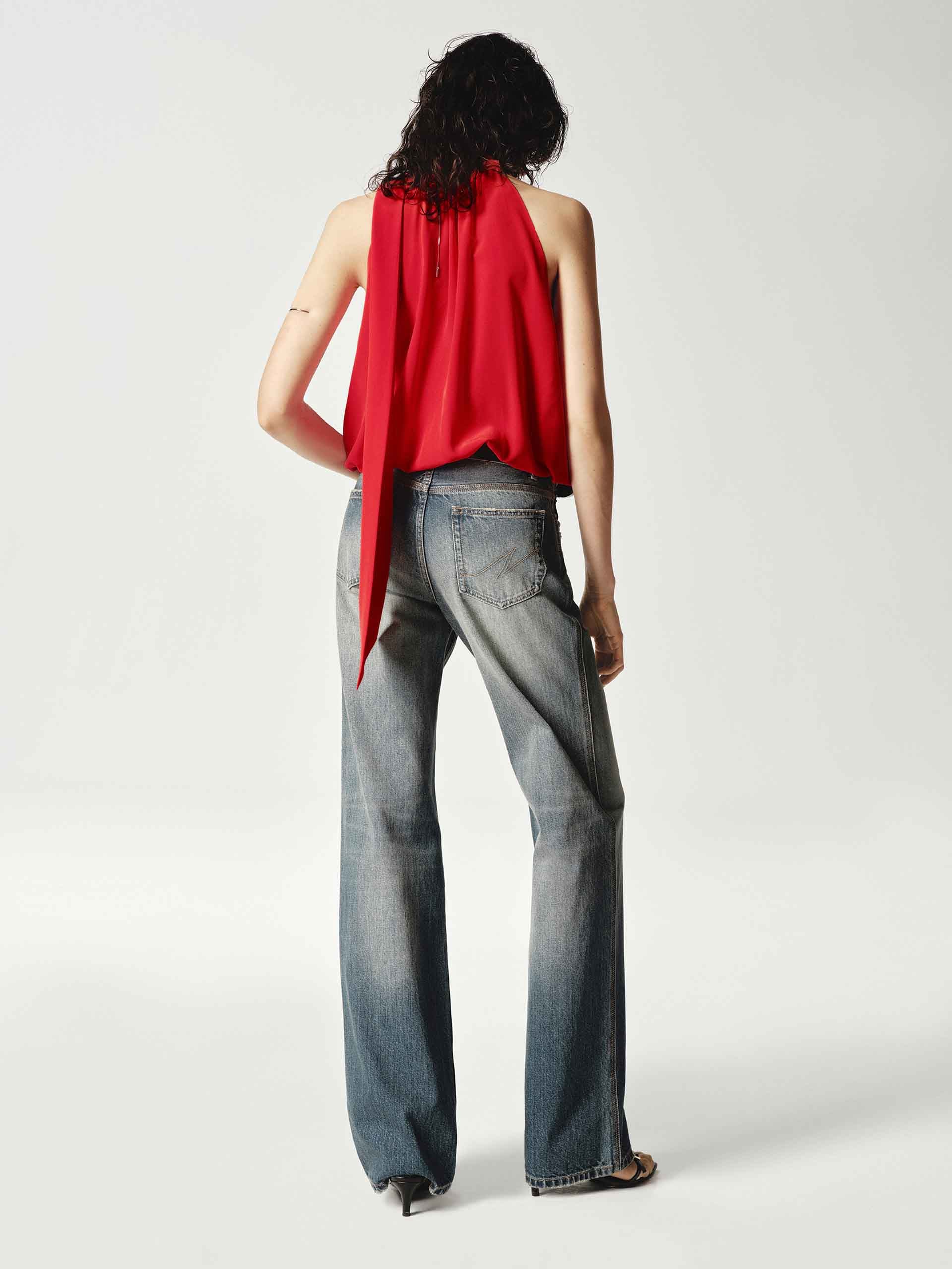 Silk V-neck Tie Blouse - Image 5