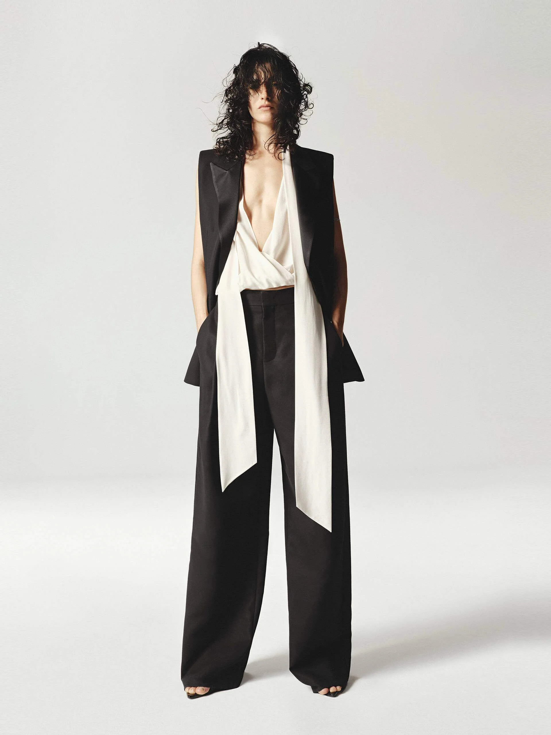 Silk V-neck Tie Blouse - Image 7