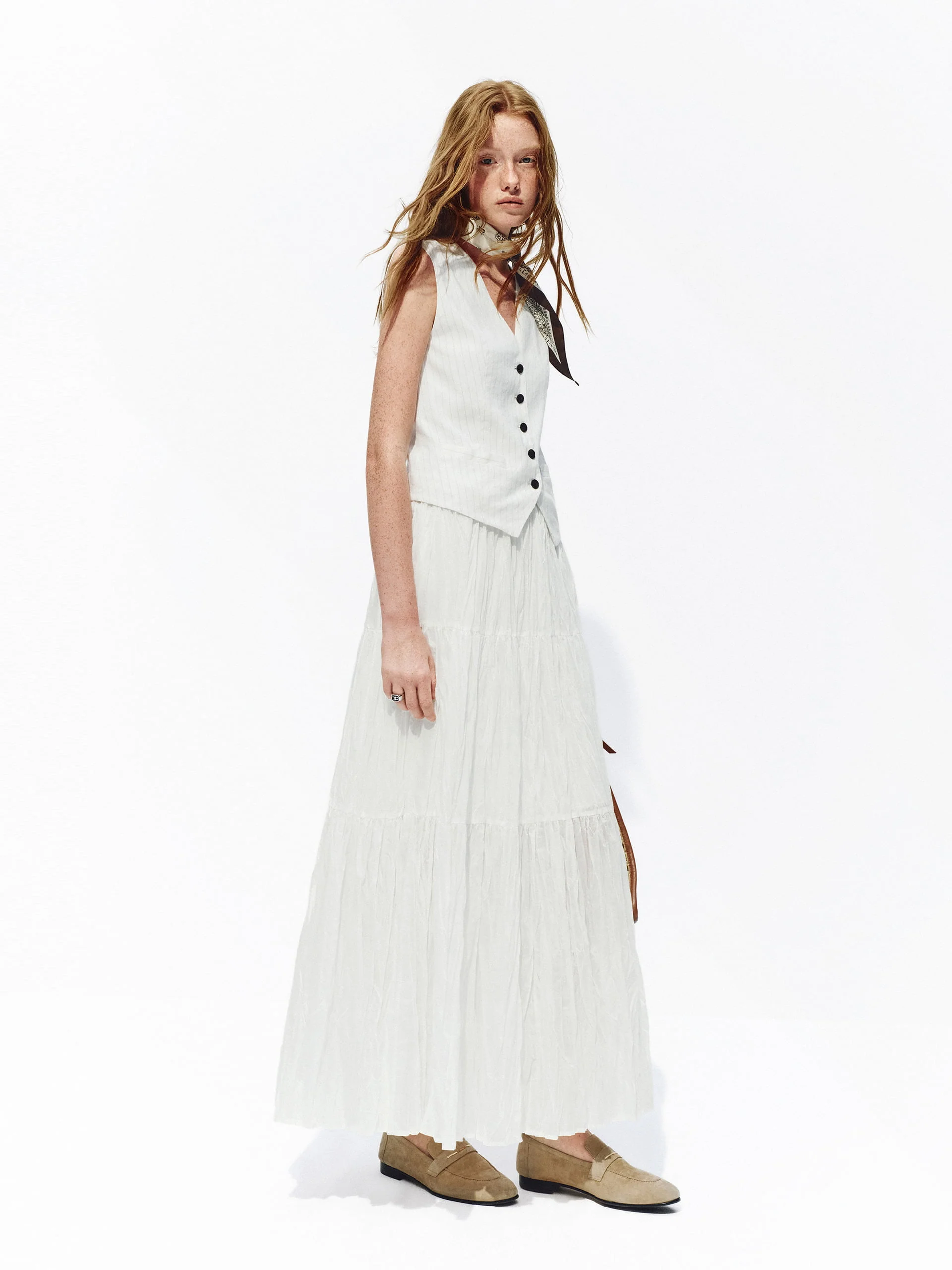 Tiered Elastic Waist Maxi Skirt - Image 2