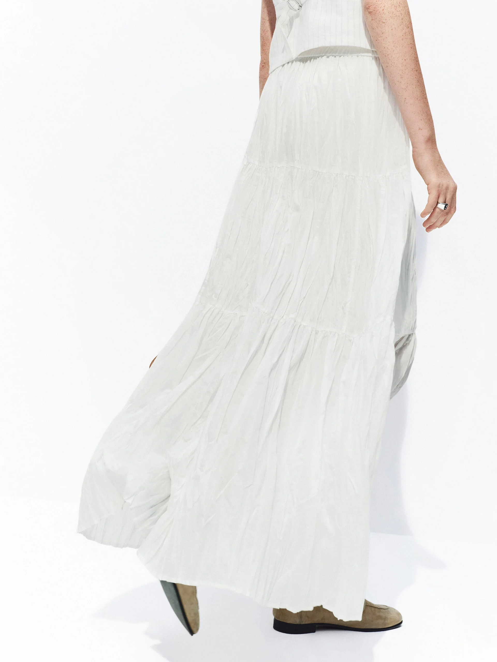 Tiered Elastic Waist Maxi Skirt - Image 3